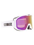 Miniatura Bliz, Rave mascherina da sci unisex Matte White - Brown w Pink Multi bianco 