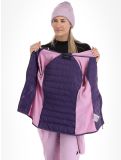 Miniatura Peak Performance, W Down Hybrid Hood gilet donna Indigo Statice Lilac rosa 