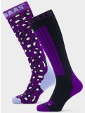 Miniatura Poederbaas, Panther Ski Socks 2-pack calzini da sci 2-pack unisex Purple Multi multicolorato, viola 