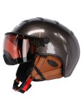 Miniatura Kask, Elite Pro, casco sci, carbonio/marrone - visiera a specchio oro