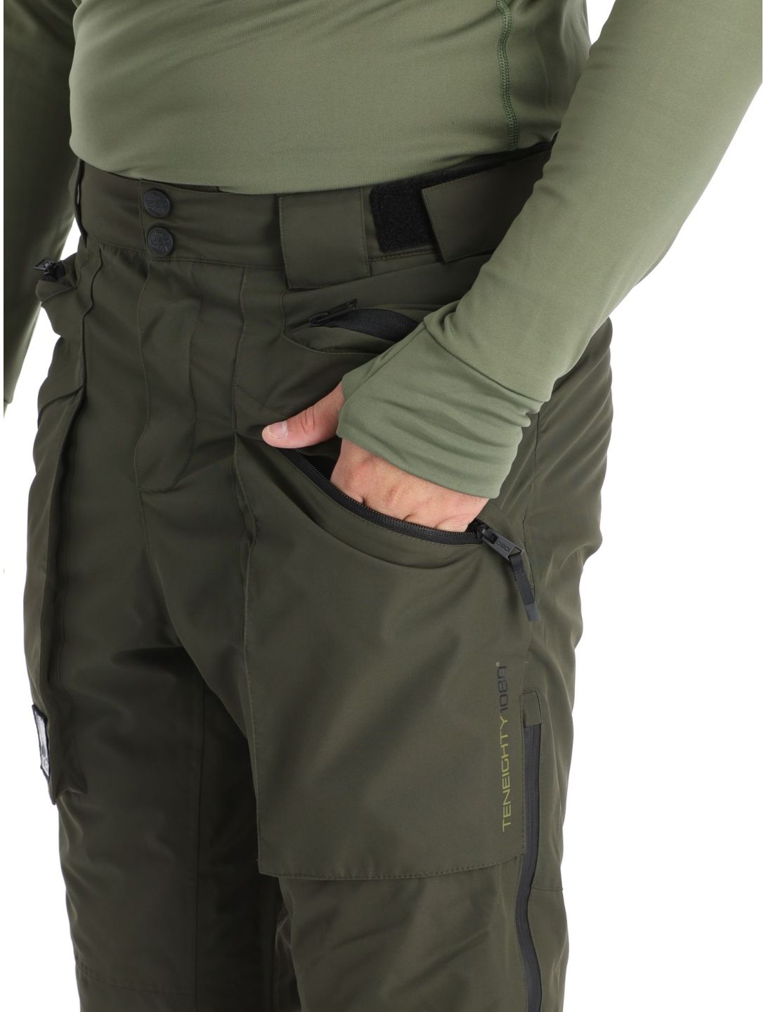 1080, Divert-T pantaloni da sci uomo Olive verde 