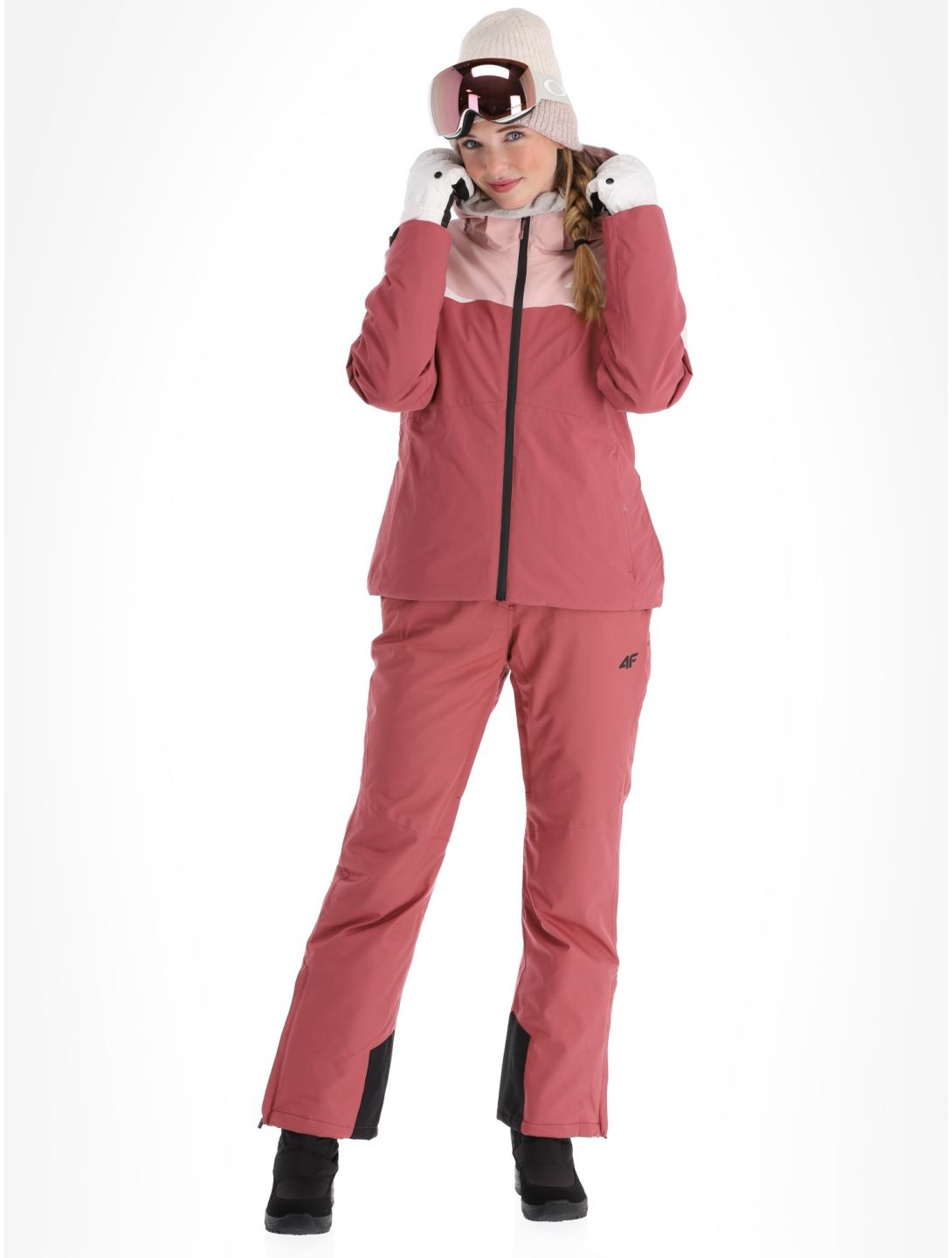 4F, Technical Jacket  F344 giacca sci donna Dark Pink beige, rosa 