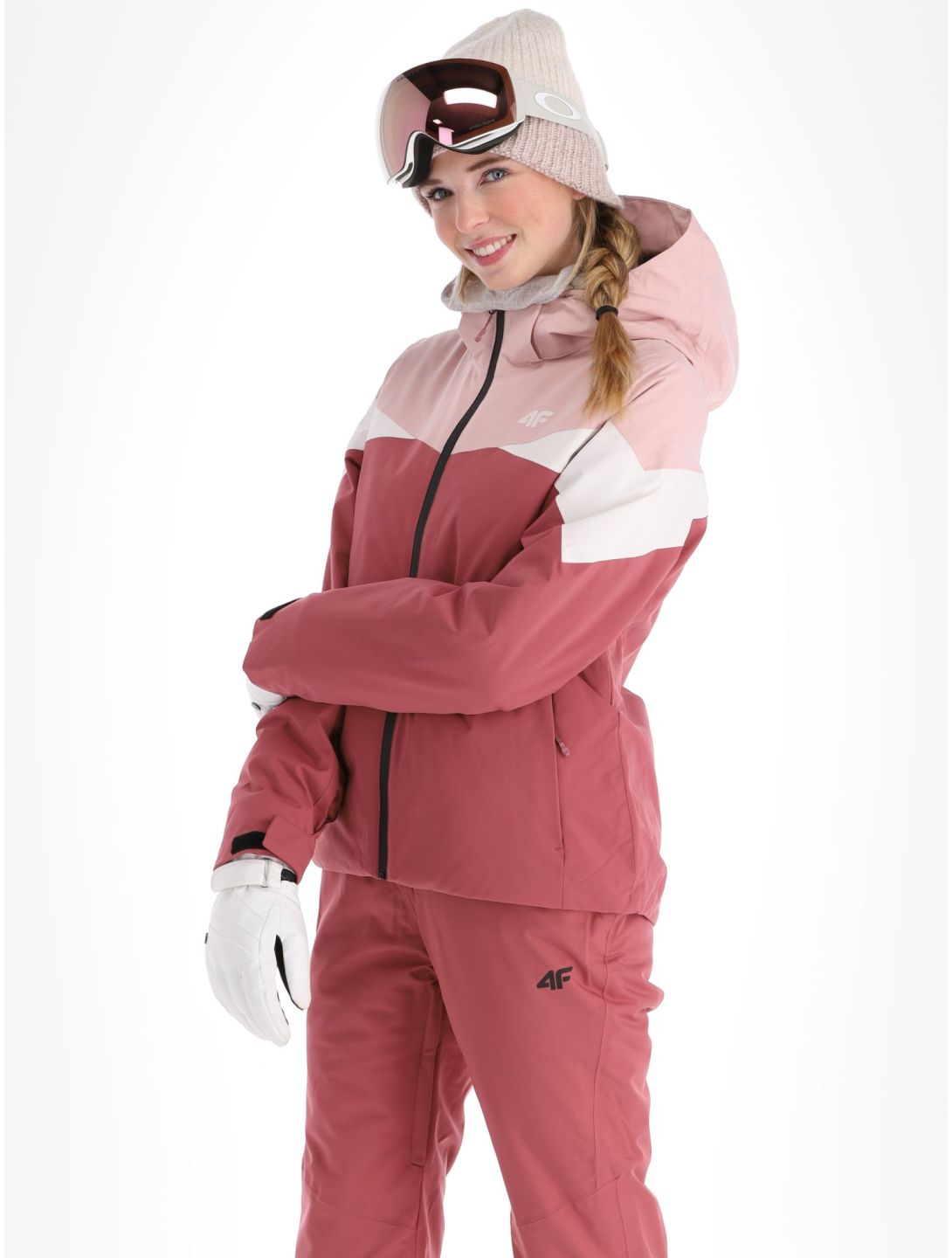 4F, Technical Jacket  F344 giacca sci donna Dark Pink beige, rosa 