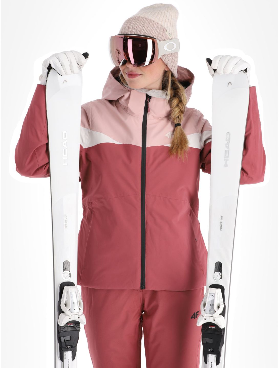 4F, Technical Jacket  F344 giacca sci donna Dark Pink beige, rosa 