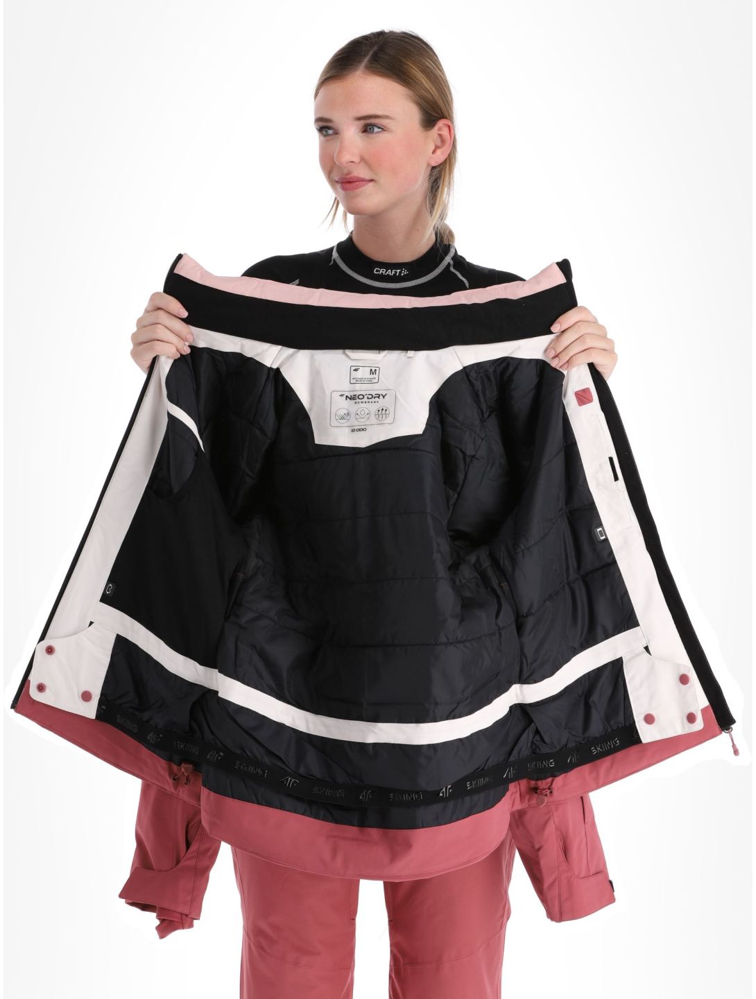 4F, Technical Jacket  F344 giacca sci donna Dark Pink beige, rosa 