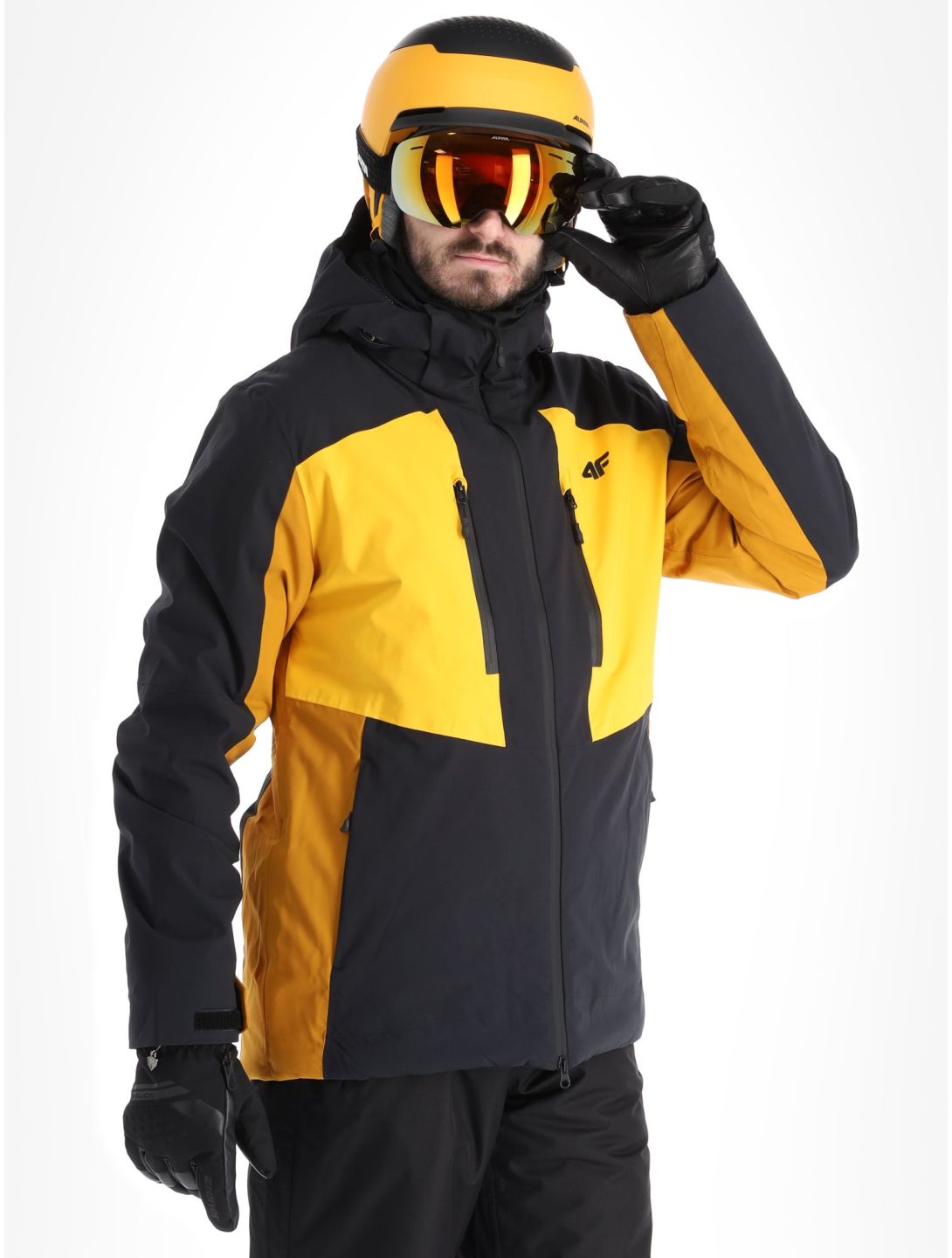 4F, Technical Jacket  M345 giacca sci uomo Yellow giallo, marrone, nero 