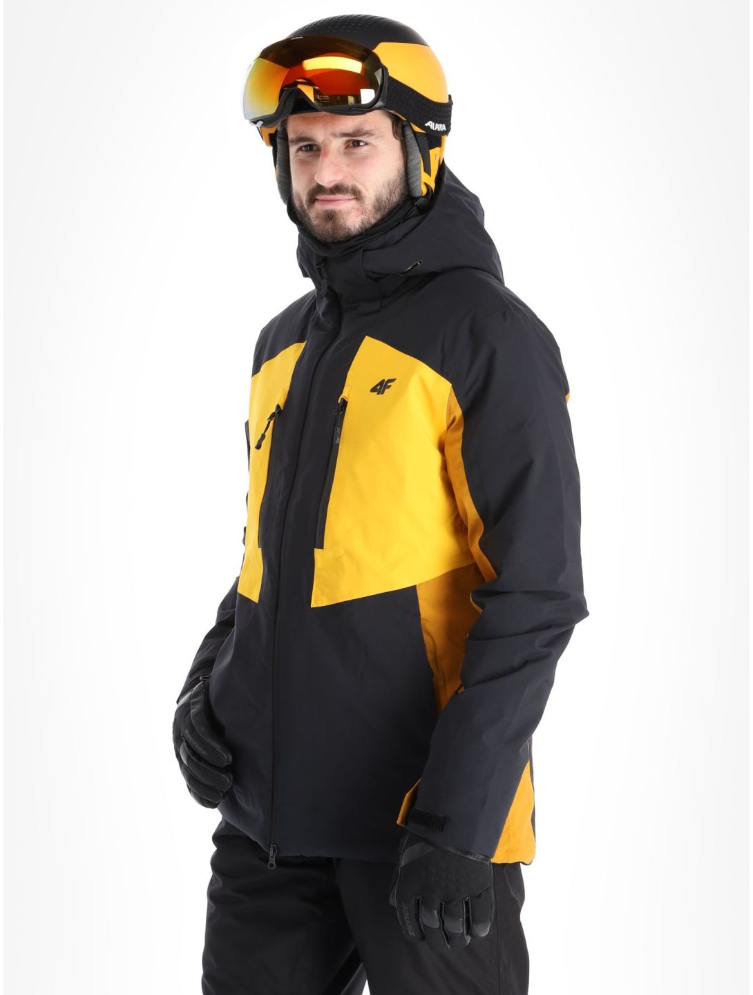 4F, Technical Jacket  M345 giacca sci uomo Yellow giallo, marrone, nero 