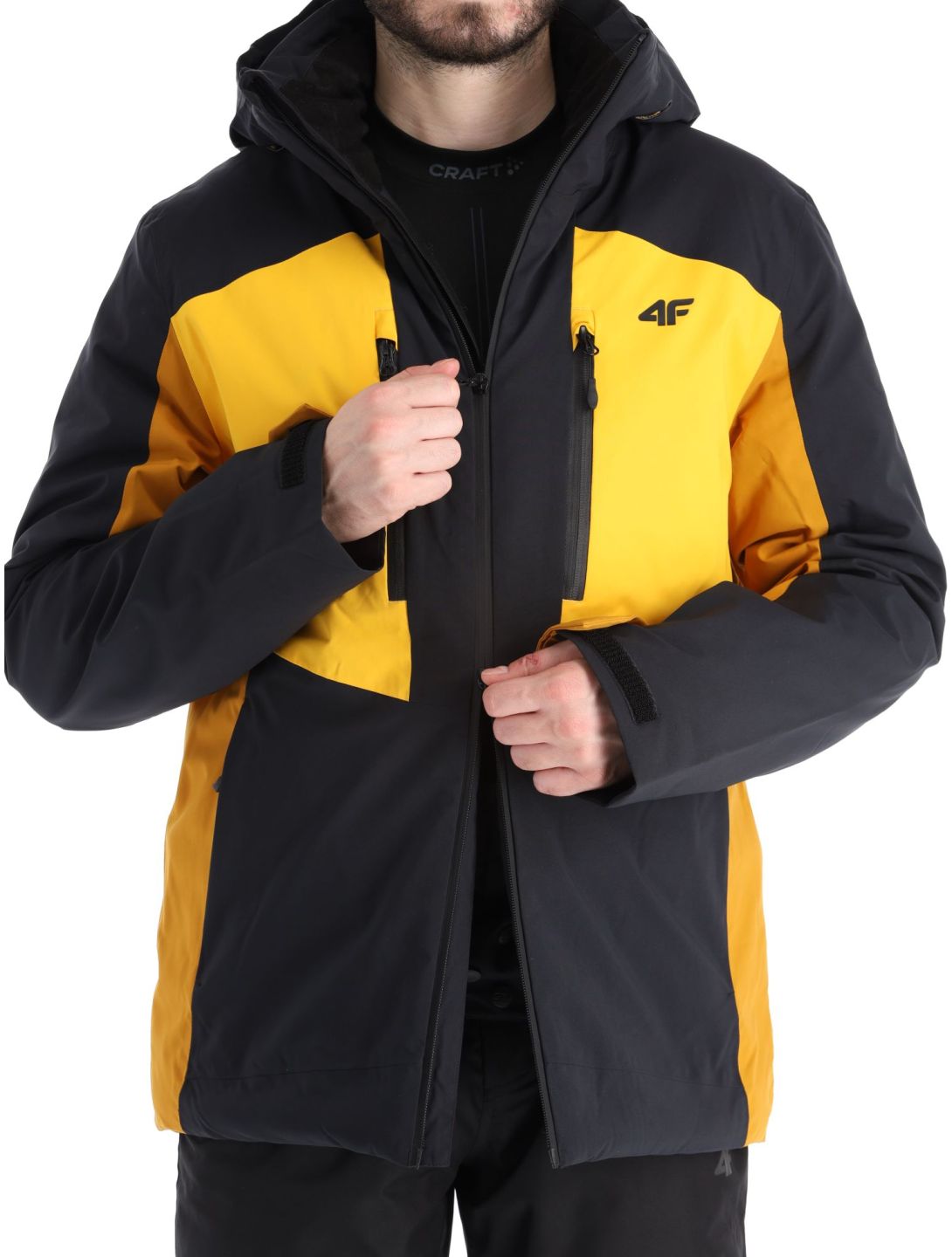 4F, Technical Jacket  M345 giacca sci uomo Yellow giallo, marrone, nero 