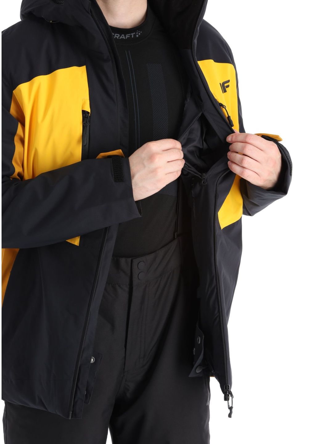 4F, Technical Jacket  M345 giacca sci uomo Yellow giallo, marrone, nero 