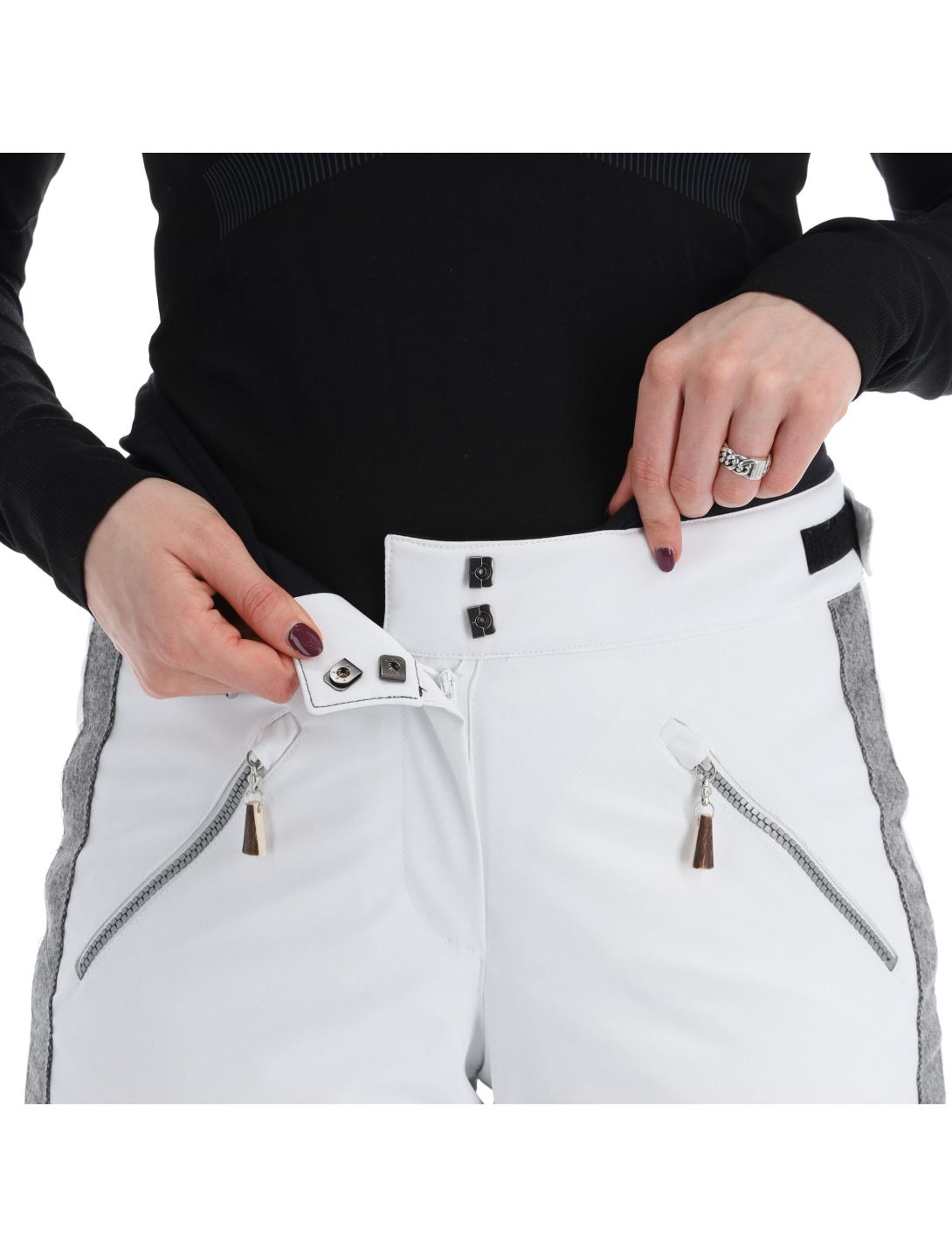 Almgwand, Schusselkopf pantaloni da sci donna bianco, grigio 