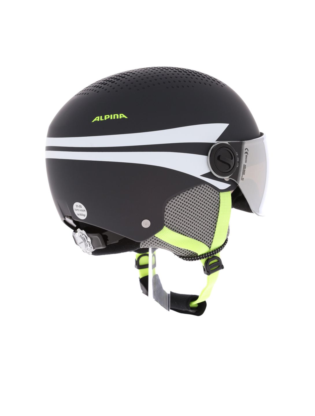 Alpina, Zupo Visor Q-Lite caschetto con visiera bambino Charcoal-Neon Matt grigio 