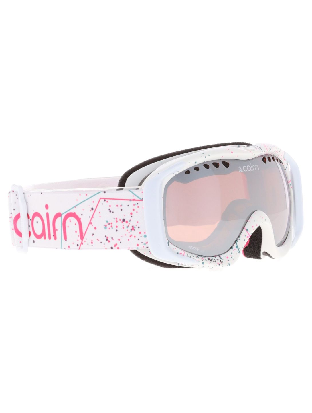 Cairn, Mate mascherina da sci bambino Mat White Spray bianco, rosa 