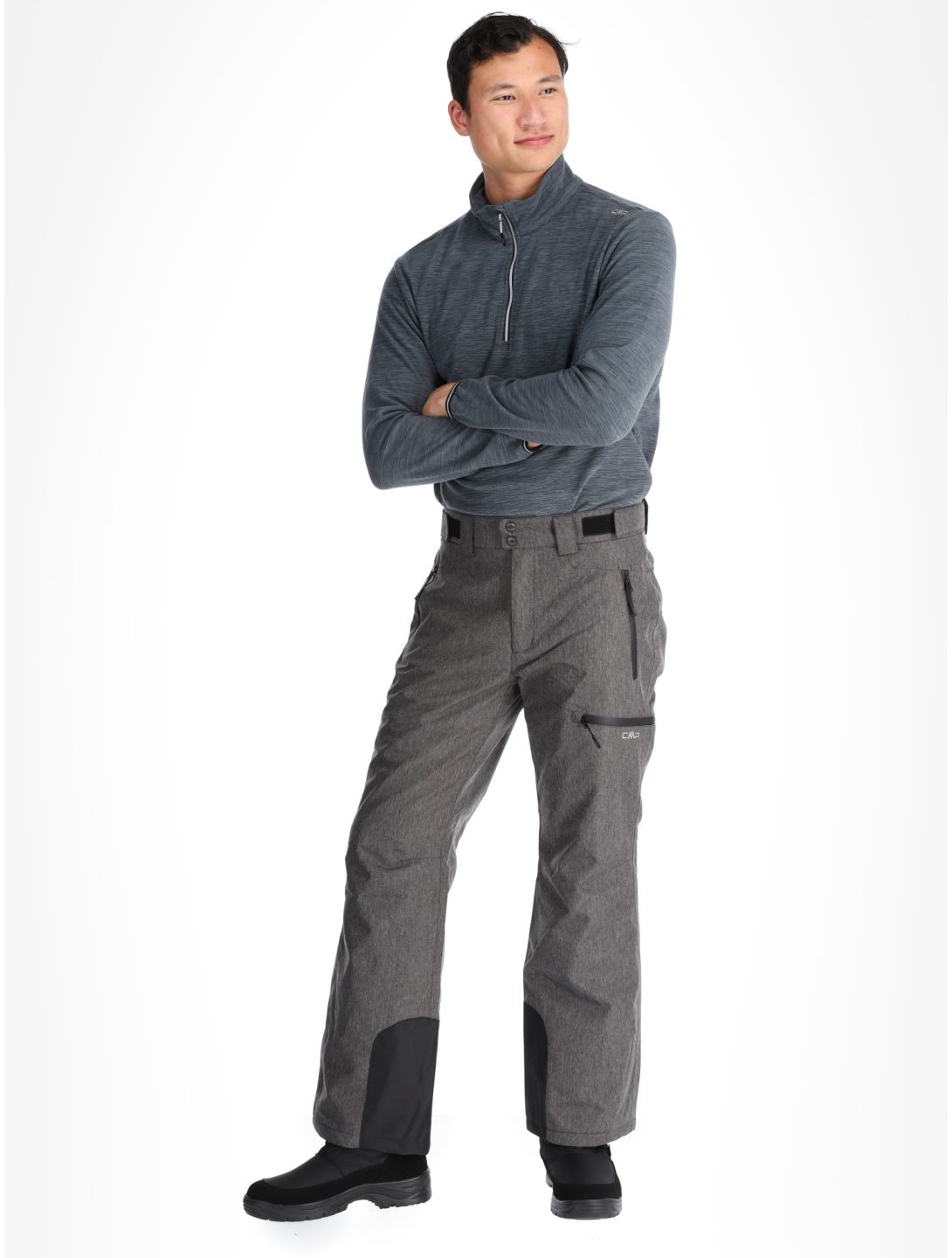 CMP, 34W4387 pantaloni da sci uomo Black Melange grigio 