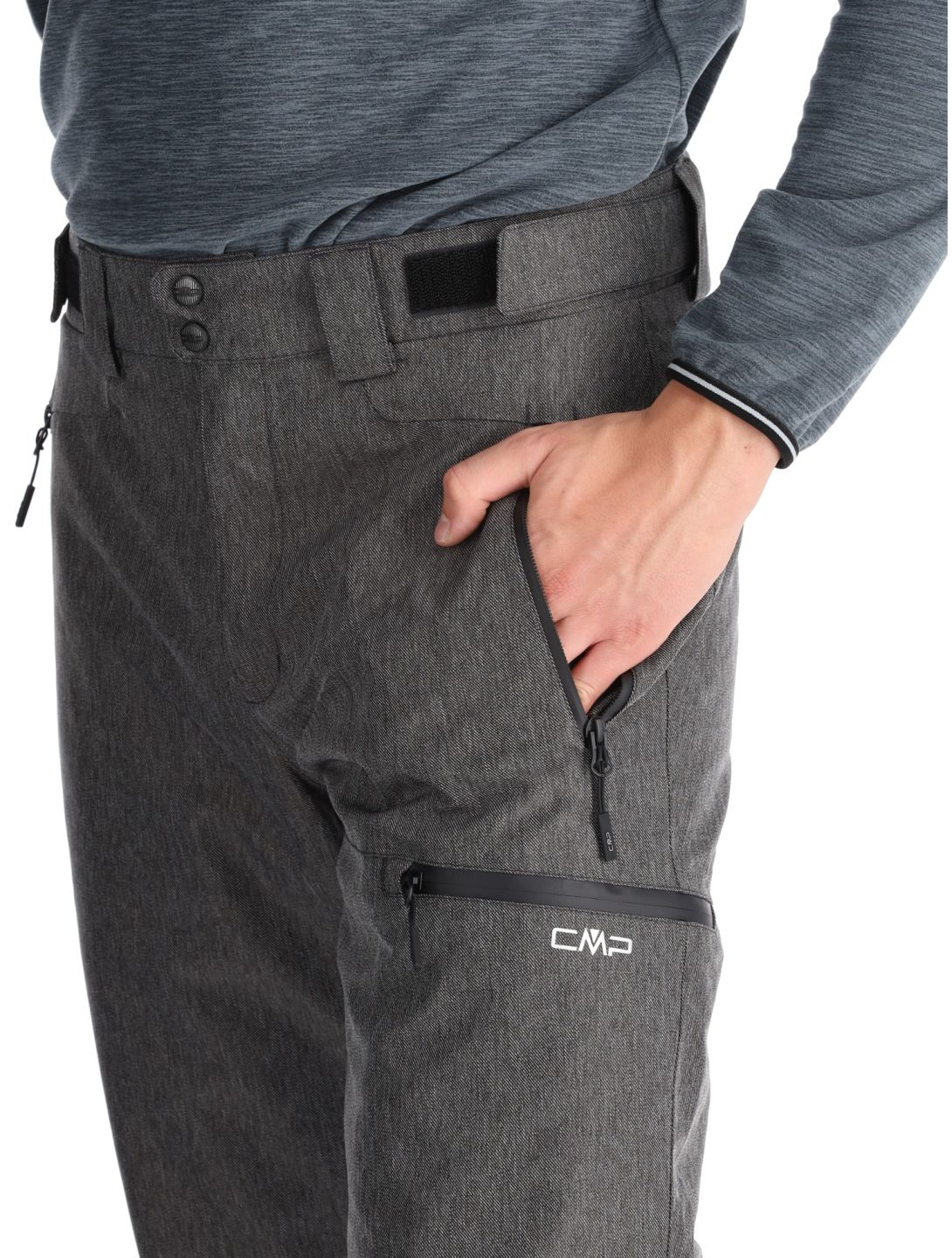 CMP, 34W4387 pantaloni da sci uomo Black Melange grigio 