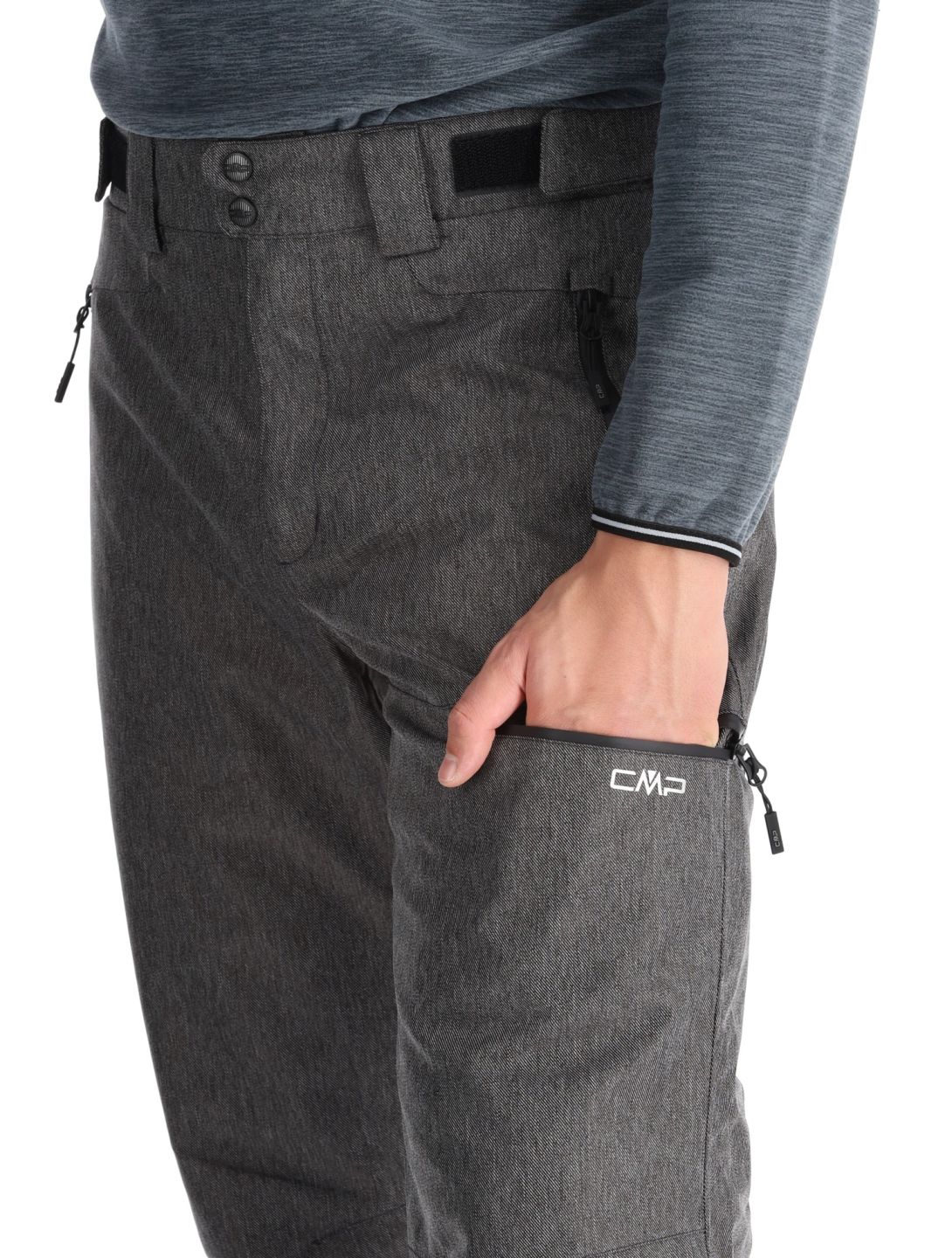 CMP, 34W4387 pantaloni da sci uomo Black Melange grigio 