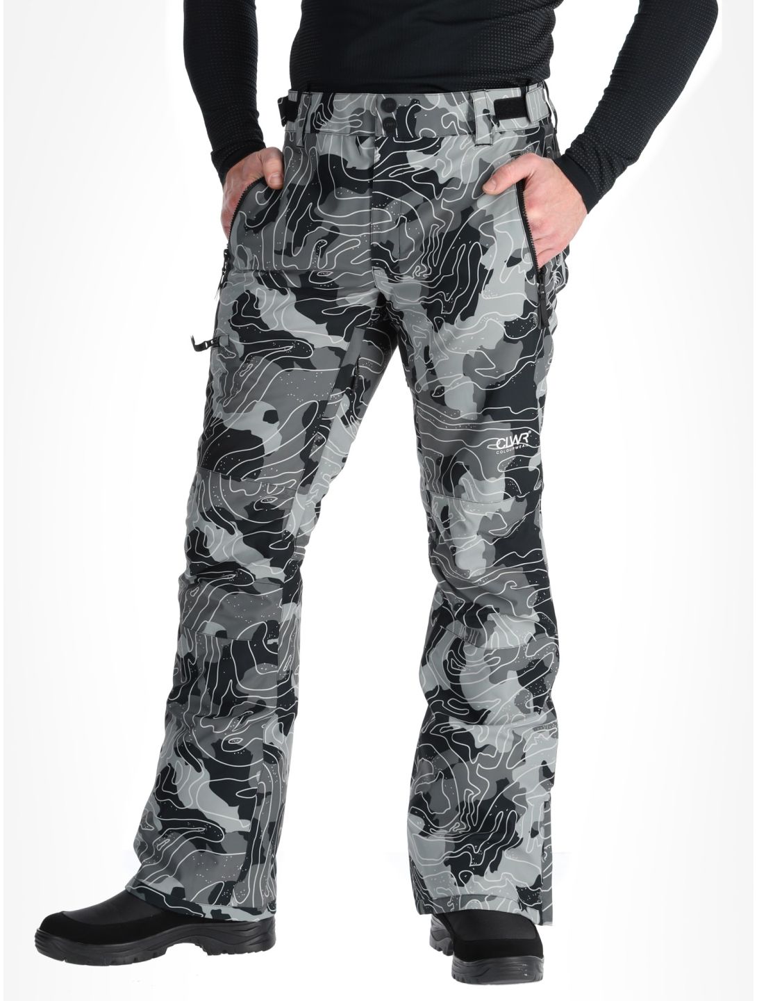 ColourWear, M Sharp pantaloni da sci uomo Black Map grigio, nero 