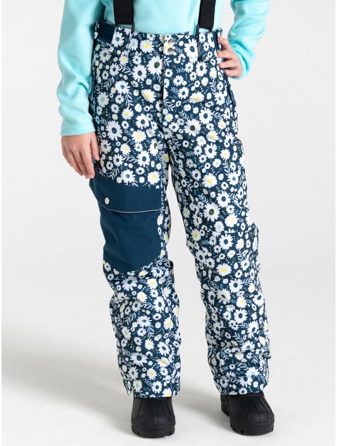 Dare2b, Pow pantaloni da sci bambino Moonlight Denim Daisy Print blu 