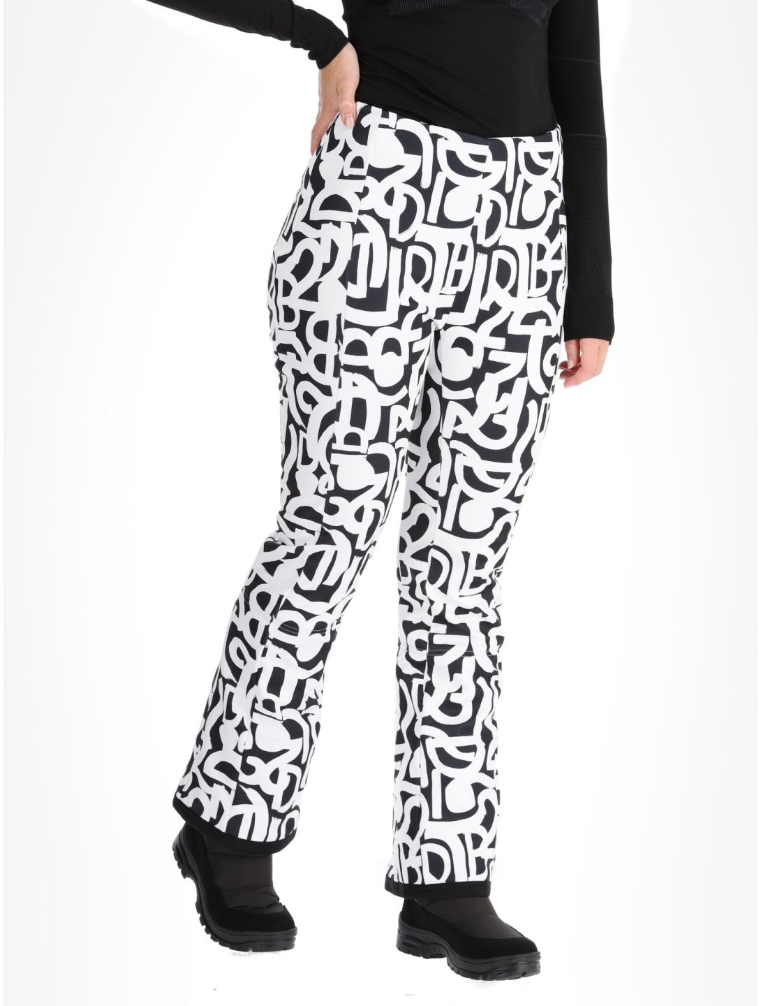 Dare2b, Upshill pantaloni da sci softshell donna Black and White Graffiti Print bianco, nero 