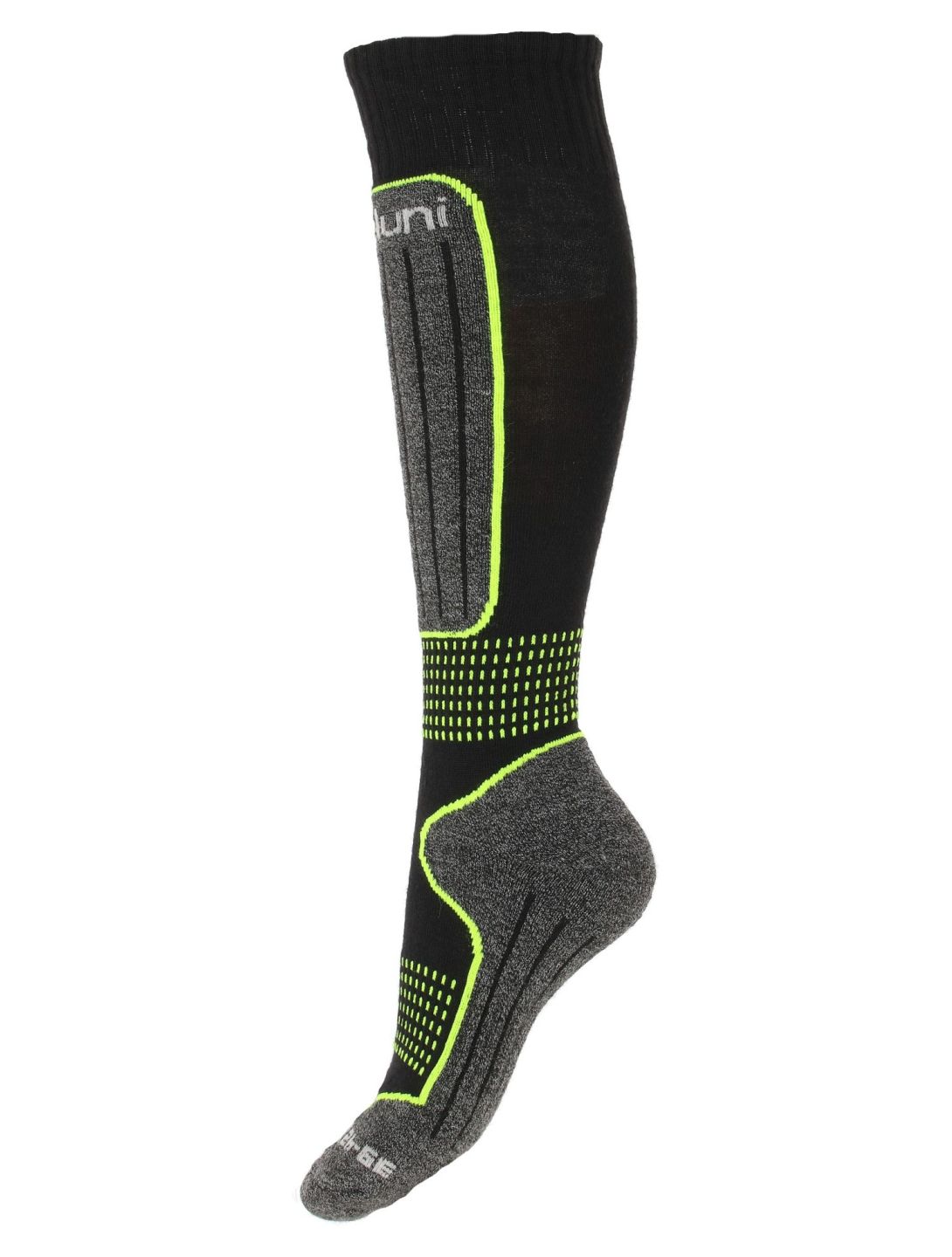 Deluni, Gaia 3 pair calzini da sci 3 paia unisex Black With Neon Green Lines nero, verde 