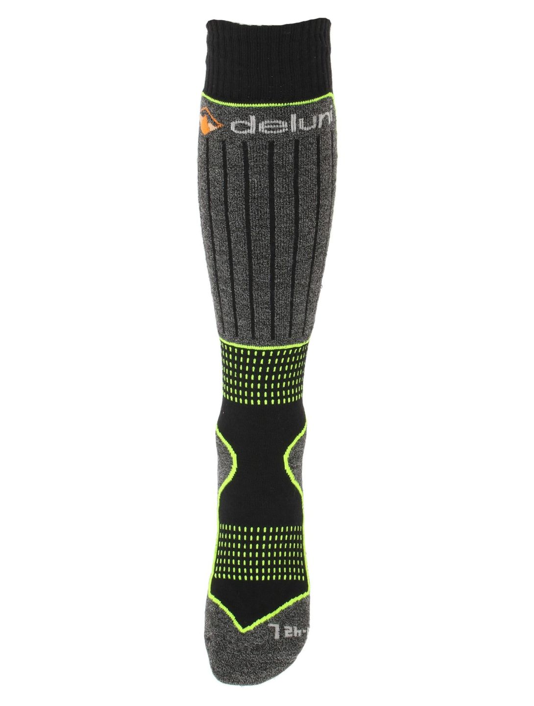 Deluni, Gaia 3 pair calzini da sci 3 paia unisex Black With Neon Green Lines nero, verde 