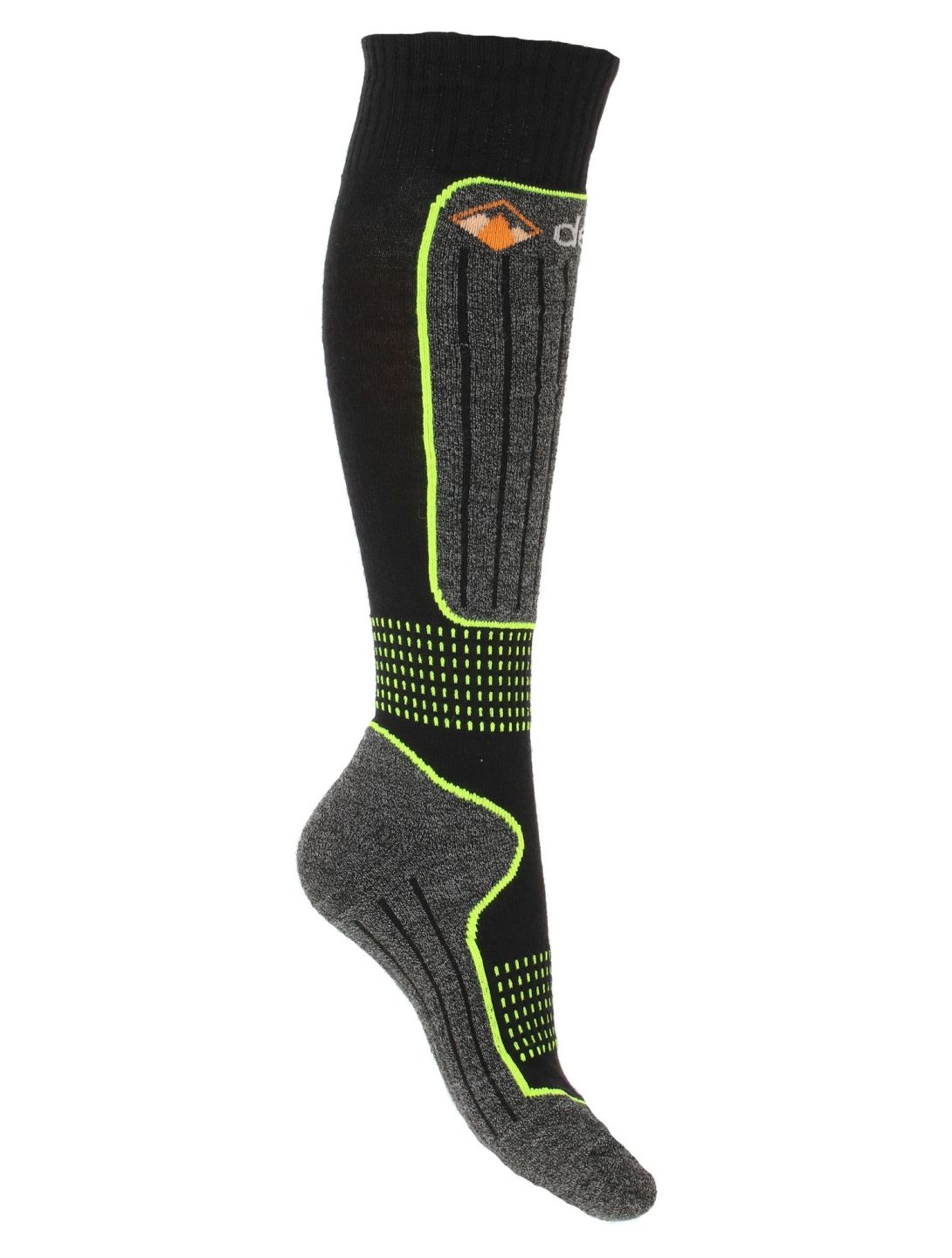 Deluni, Gaia 3 pair calzini da sci 3 paia unisex Black With Neon Green Lines nero, verde 