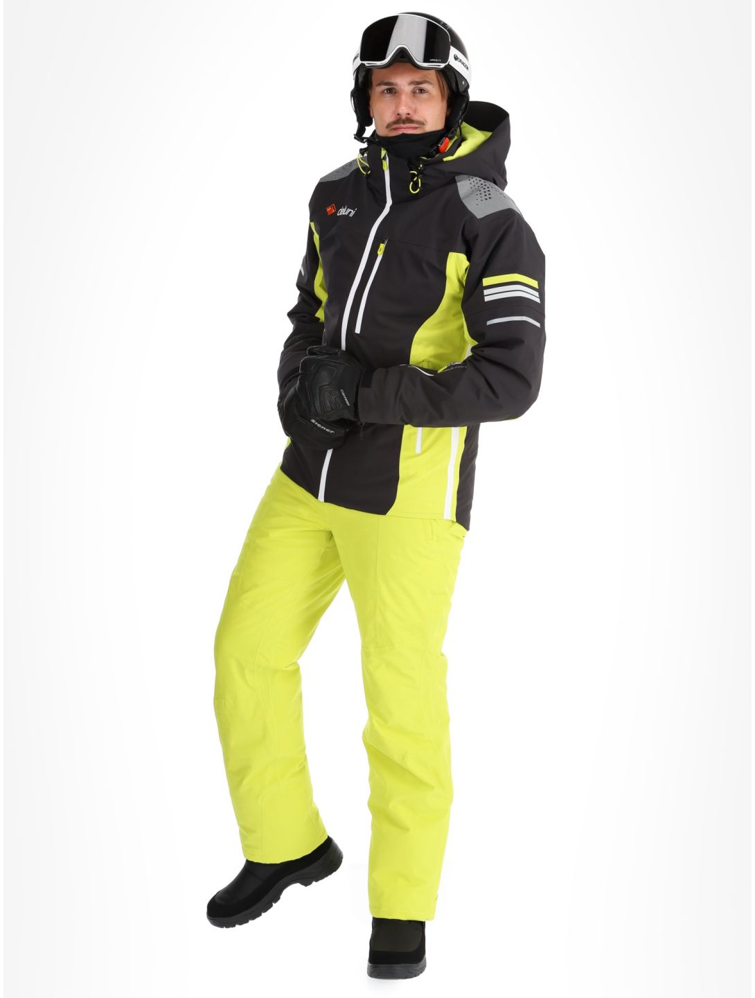 Deluni, Challenger 4 giacca sci uomo Black / Yellow Lime giallo, nero 