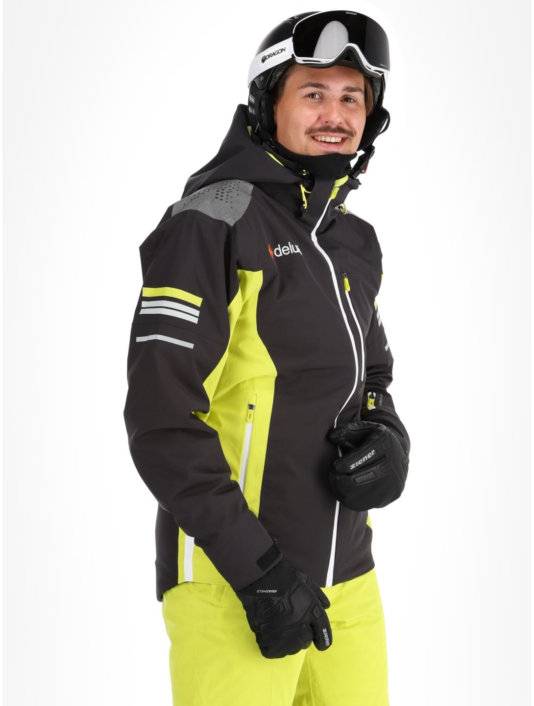 Deluni, Challenger 4 giacca sci uomo Black / Yellow Lime giallo, nero 