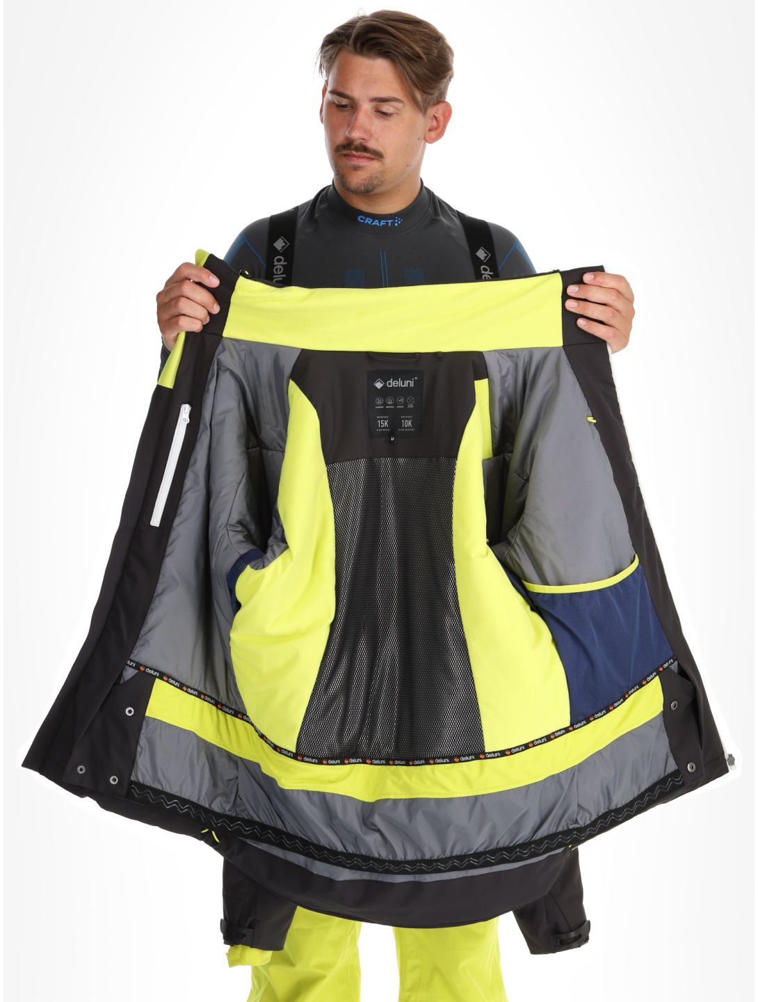 Deluni, Challenger 4 giacca sci uomo Black / Yellow Lime giallo, nero 