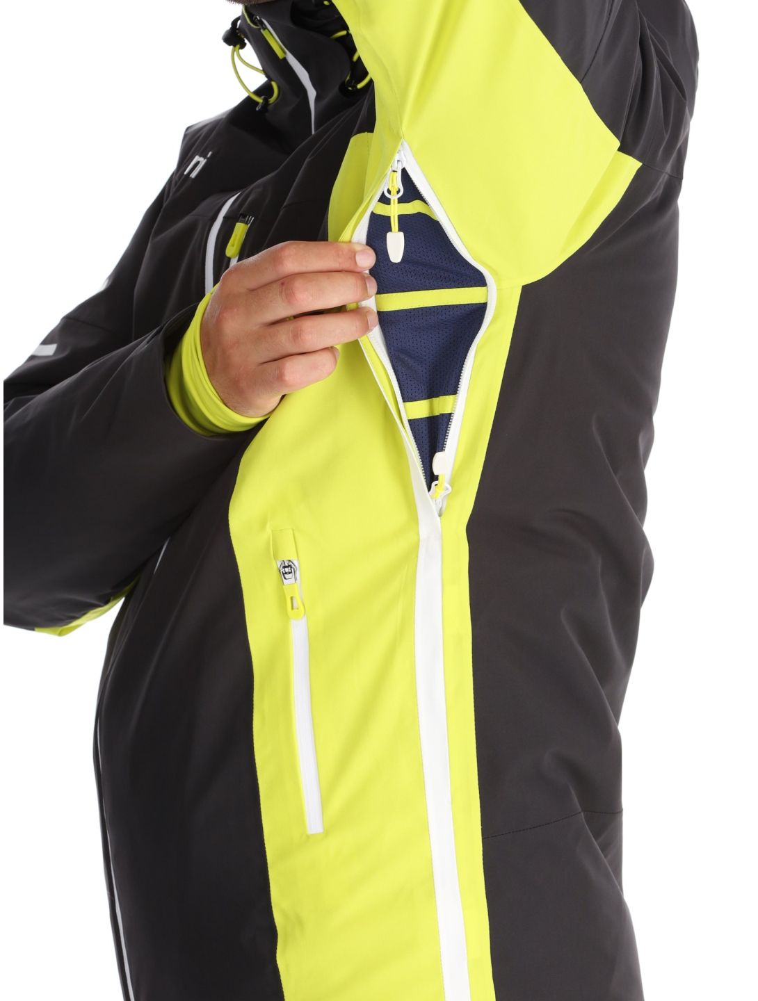 Deluni, Challenger 4 giacca sci uomo Black / Yellow Lime giallo, nero 