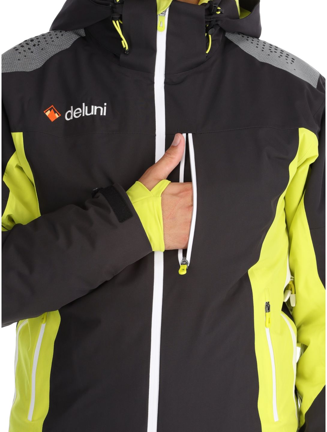 Deluni, Challenger 4 giacca sci uomo Black / Yellow Lime giallo, nero 