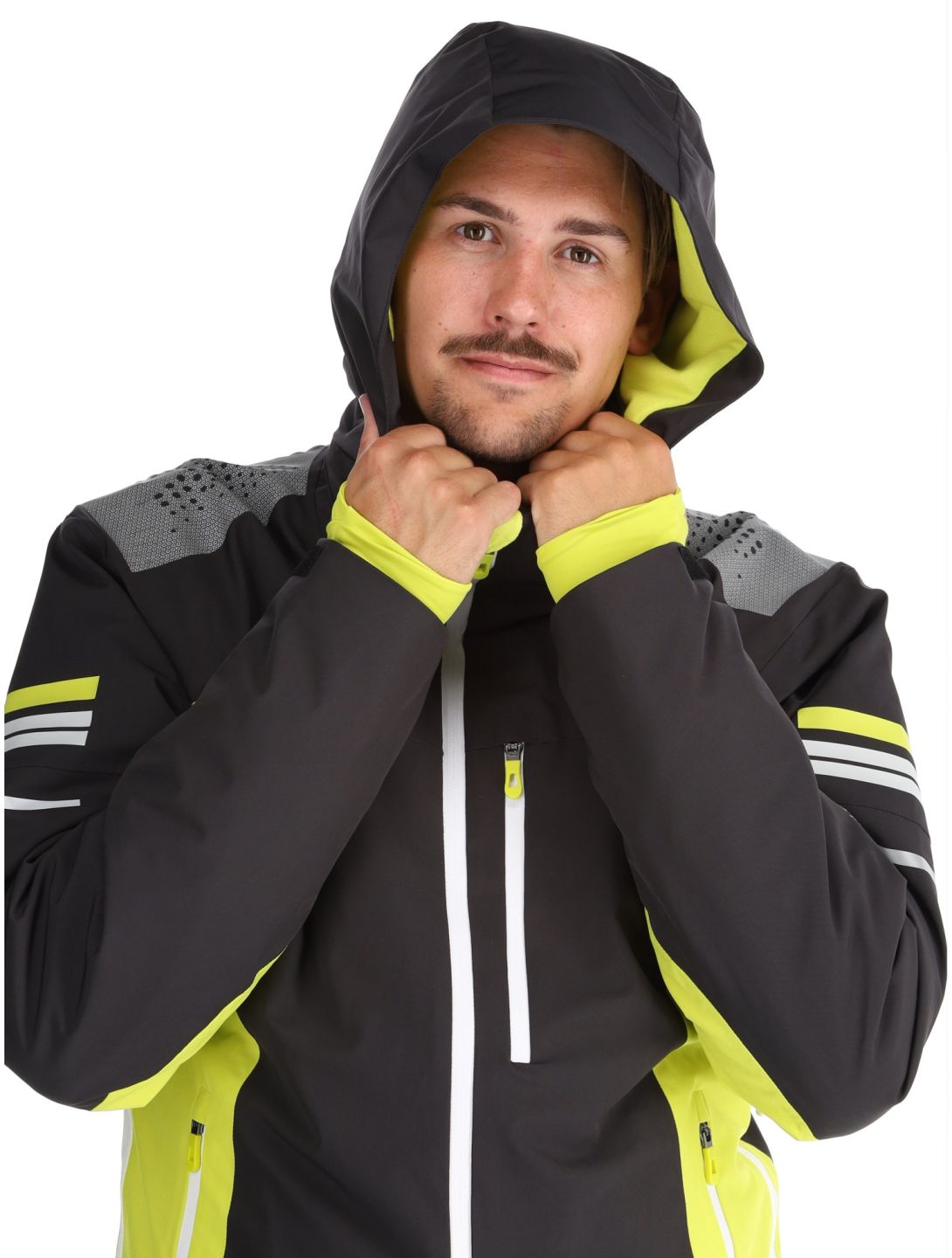 Deluni, Challenger 4 giacca sci uomo Black / Yellow Lime giallo, nero 