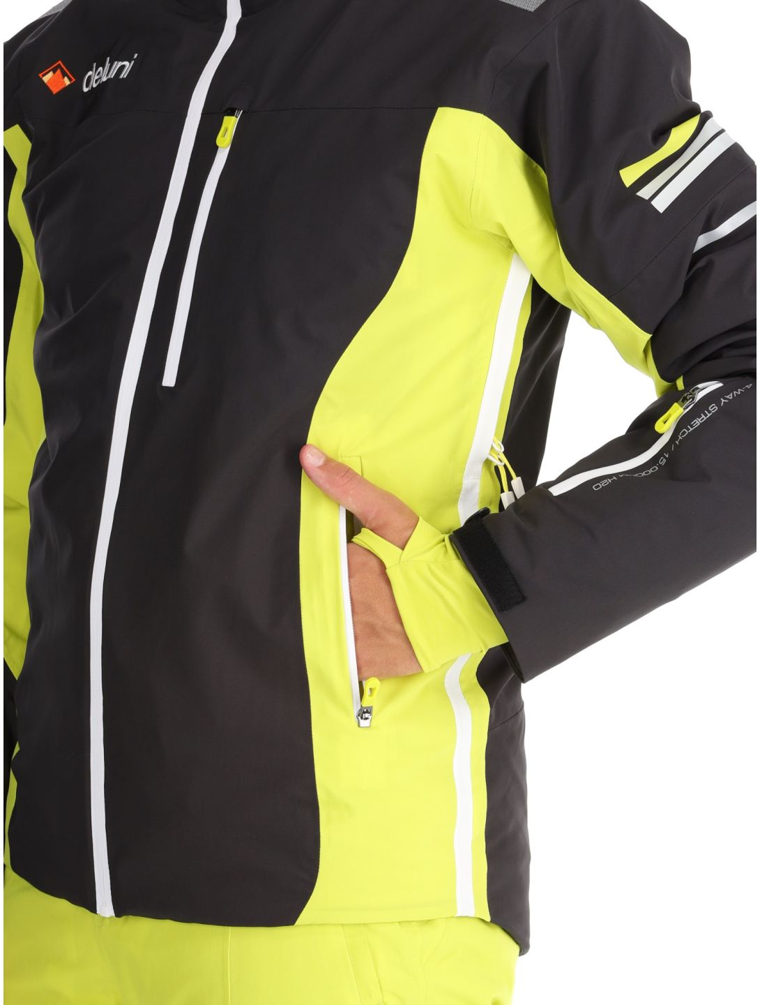 Deluni, Challenger 4 giacca sci uomo Black / Yellow Lime giallo, nero 