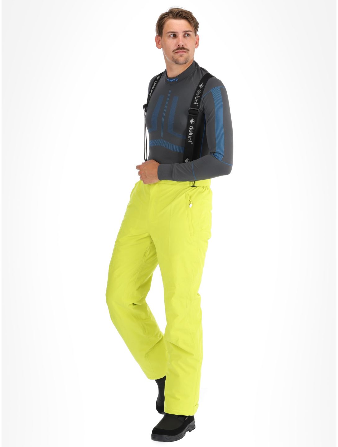 Deluni, Challenger 4 pantaloni da sci uomo Yellow Lime giallo 