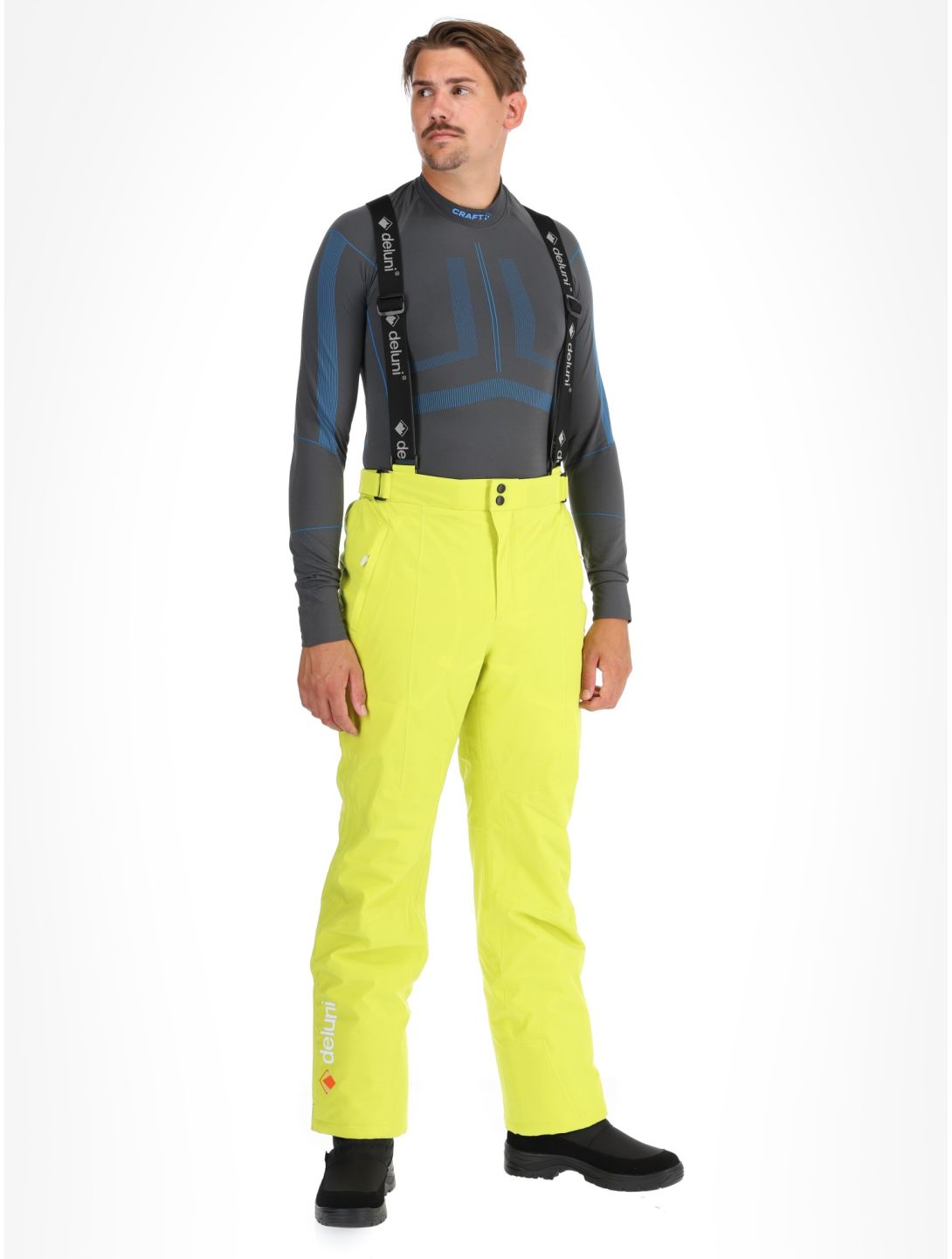 Deluni, Challenger 4 pantaloni da sci uomo Yellow Lime giallo 