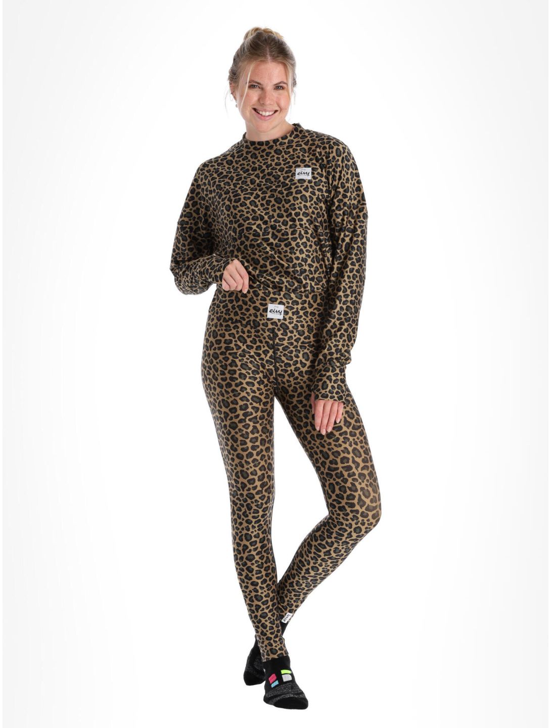 Eivy, Icecold Tights pantaloni termici donna Leopard marrone 