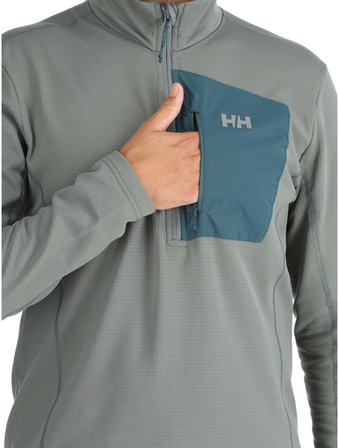 Helly Hansen, Versalite 1/2 Zip maglione uomo Grey Cactus grigio, verde 