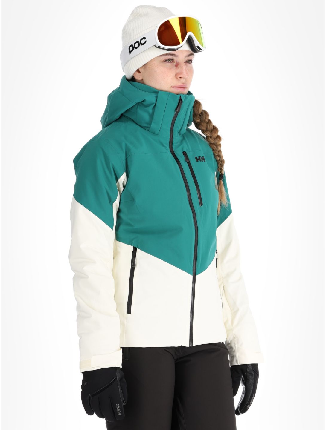 Helly Hansen, W Alphelia giacca sci donna Emerald Snow bianco, verde 