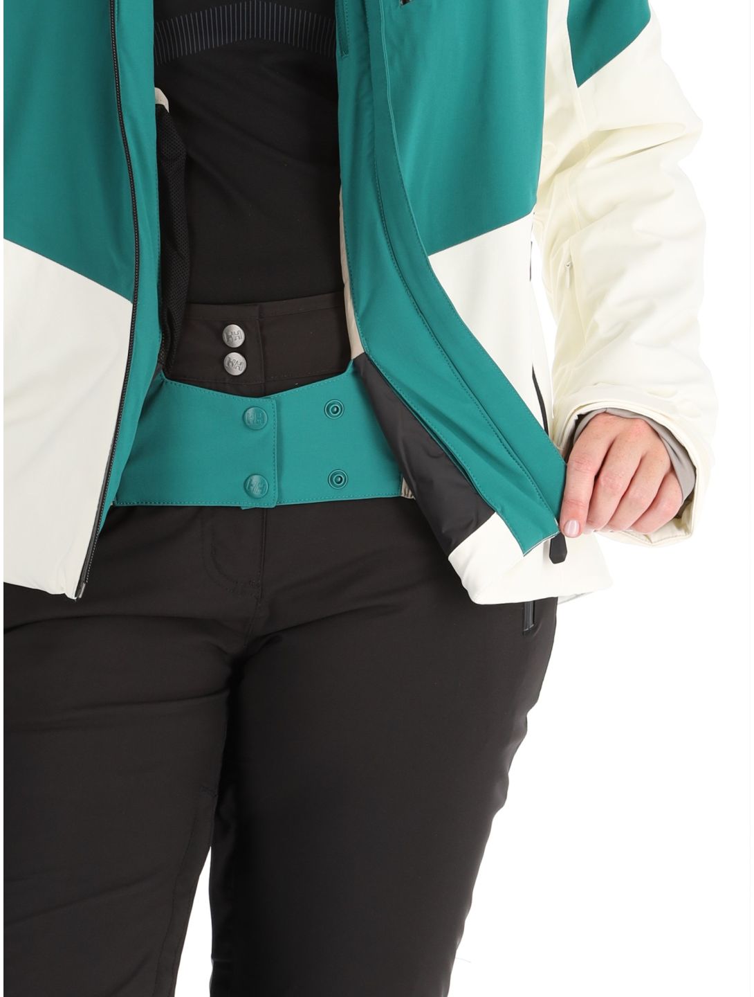 Helly Hansen, W Alphelia giacca sci donna Emerald Snow bianco, verde 