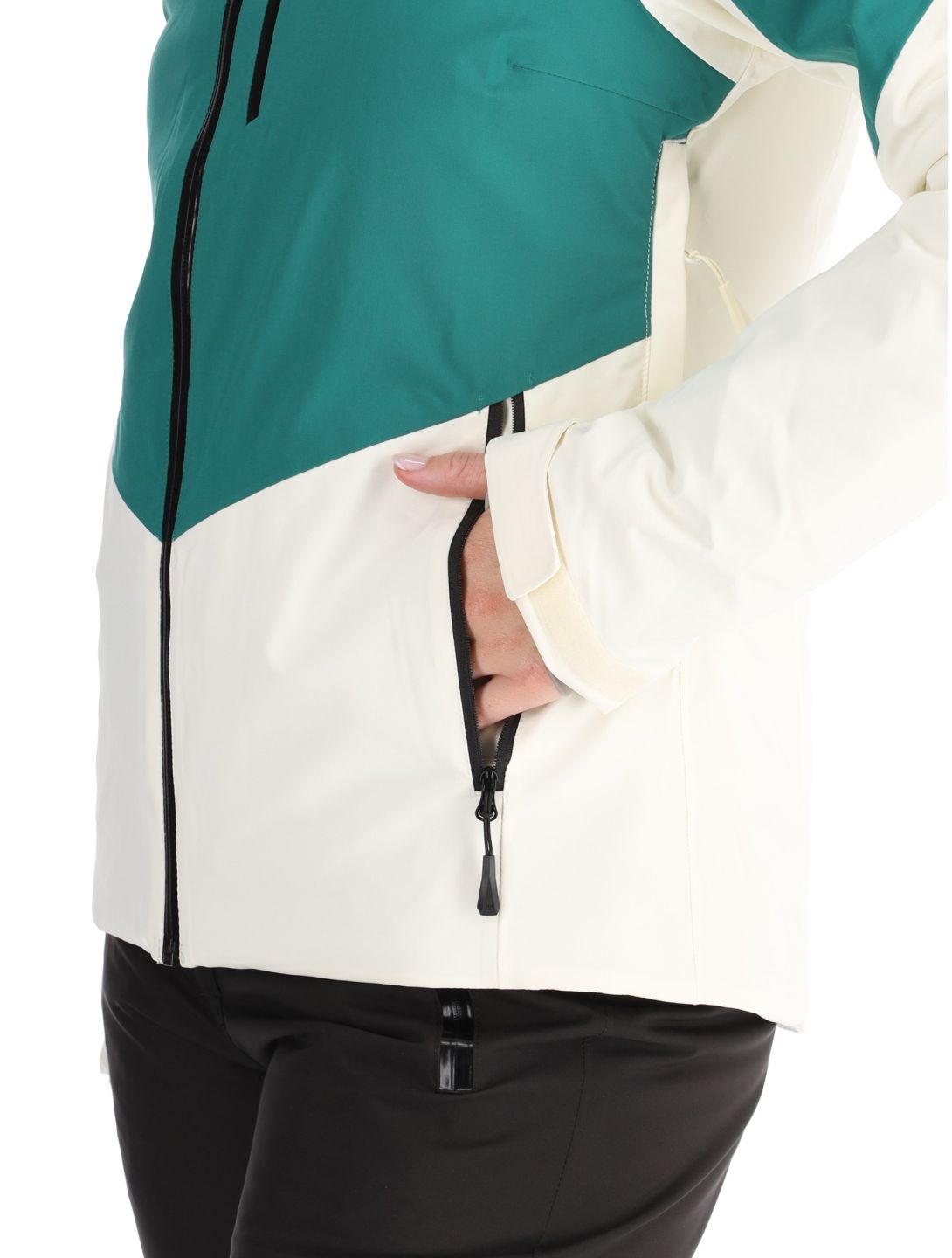 Helly Hansen, W Alphelia giacca sci donna Emerald Snow bianco, verde 