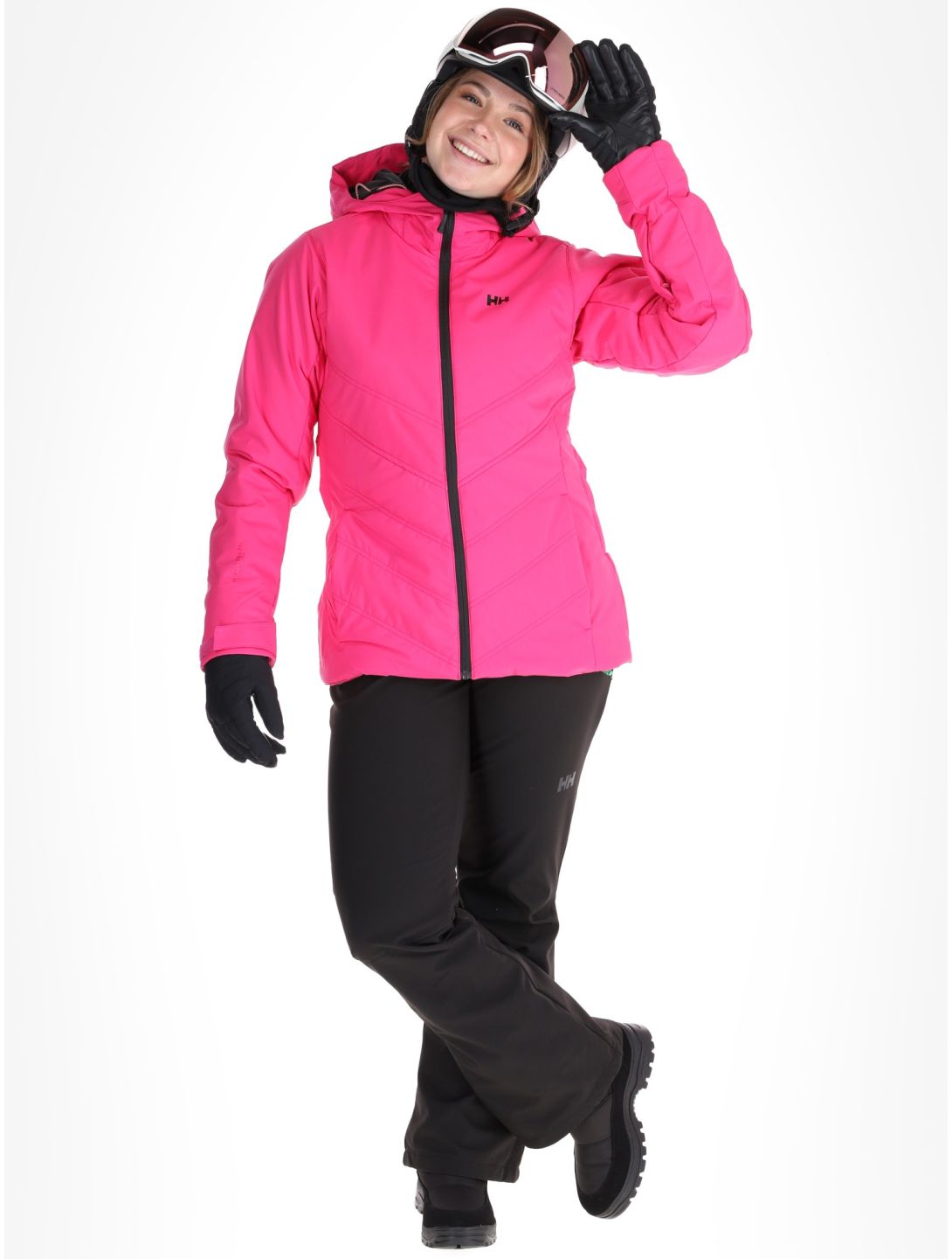 Helly Hansen, W Alpine Insulated giacca sci donna Dragon Fruit Black nero, rosa 