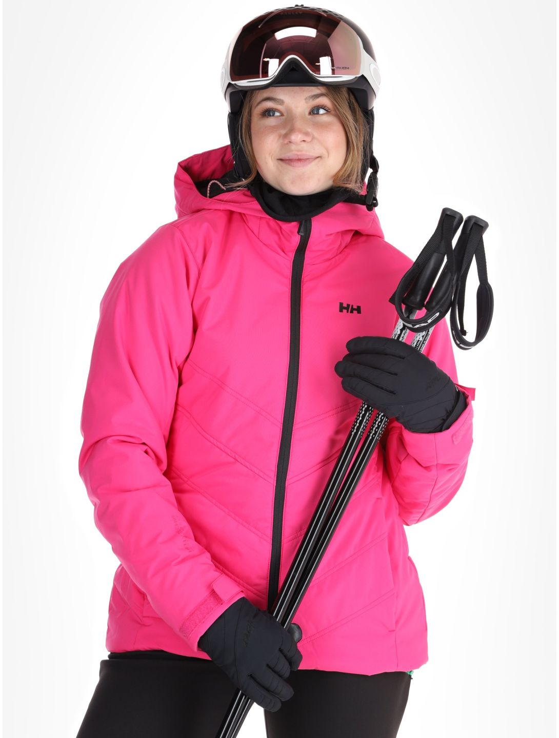 Helly Hansen, W Alpine Insulated giacca sci donna Dragon Fruit Black nero, rosa 