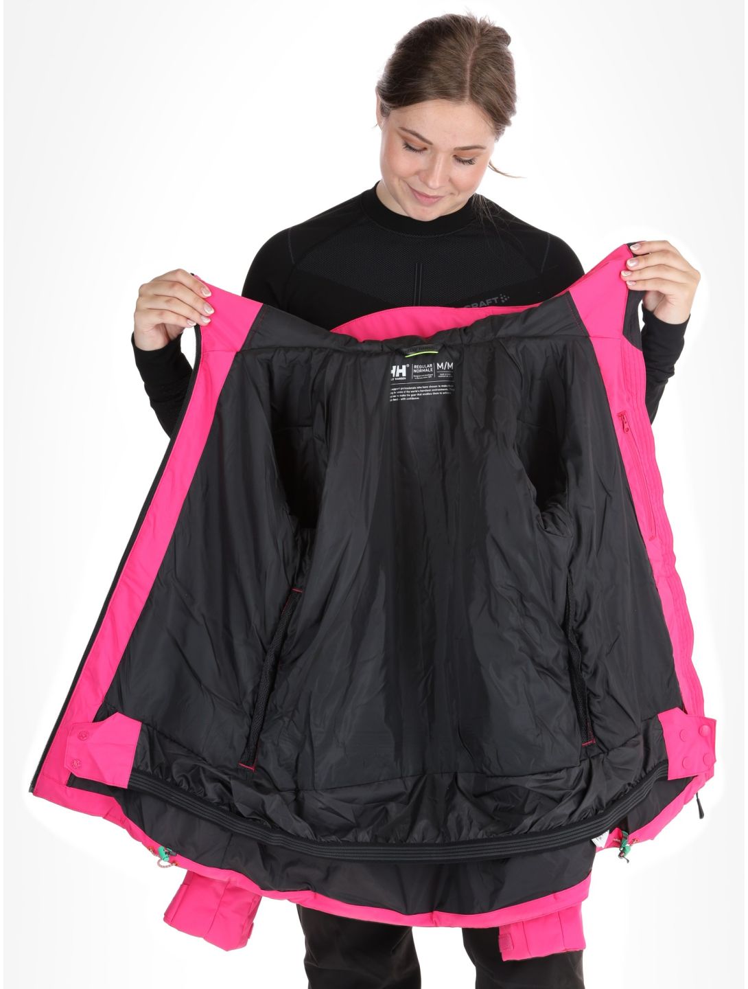 Helly Hansen, W Alpine Insulated giacca sci donna Dragon Fruit Black nero, rosa 