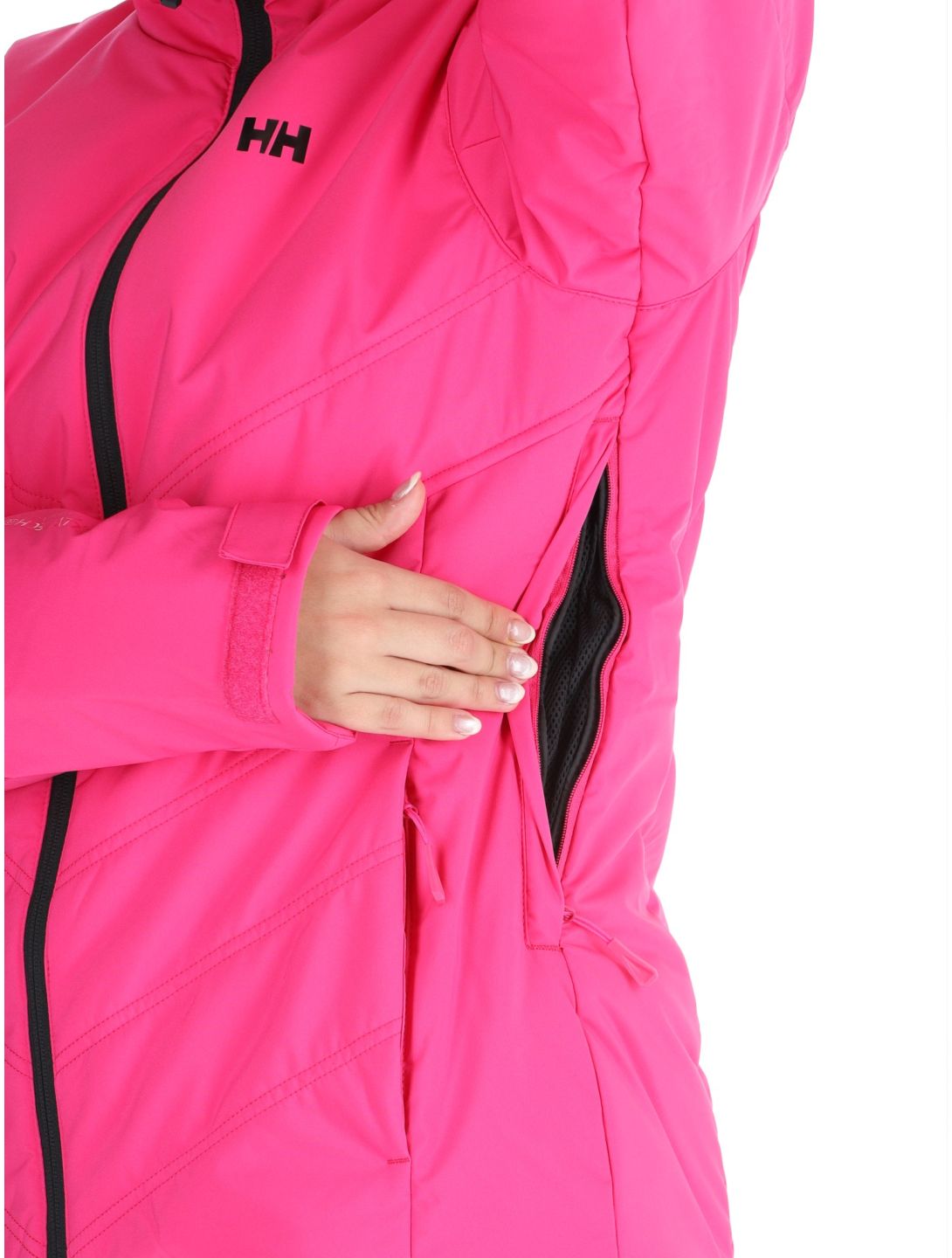 Helly Hansen, W Alpine Insulated giacca sci donna Dragon Fruit Black nero, rosa 