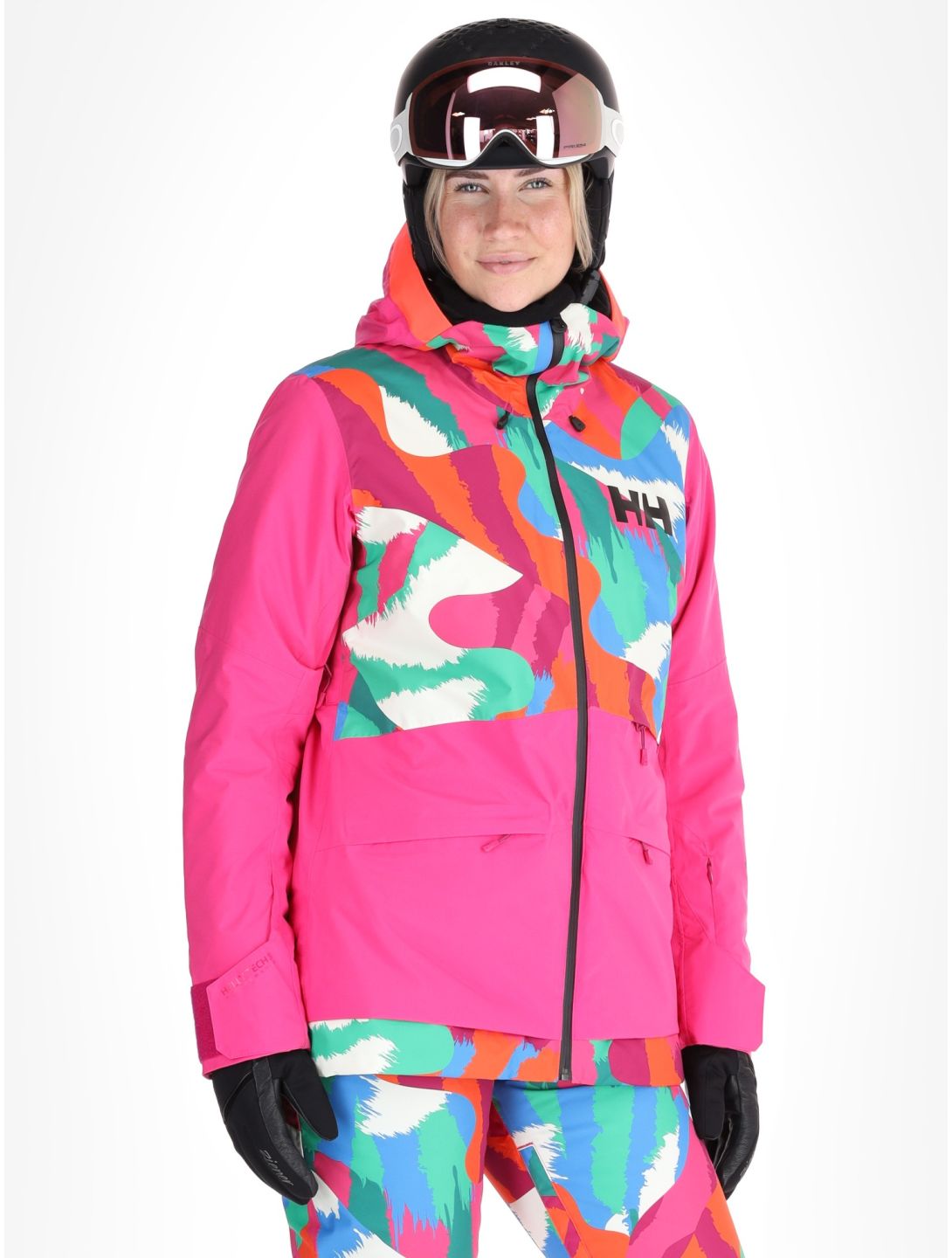 Helly Hansen, W Powchaser 2.0 giacca sci donna JPB AOP multicolorato, rosa 