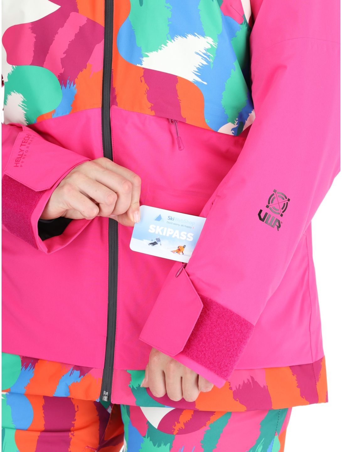 Helly Hansen, W Powchaser 2.0 giacca sci donna JPB AOP multicolorato, rosa 