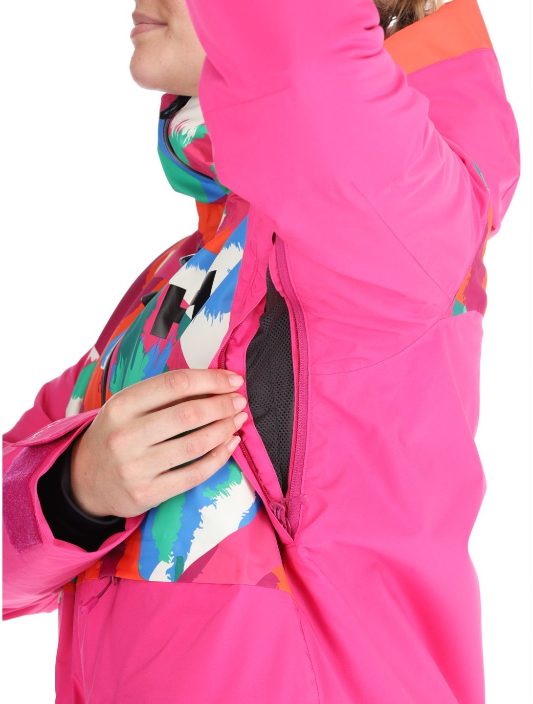 Helly Hansen, W Powchaser 2.0 giacca sci donna JPB AOP multicolorato, rosa 