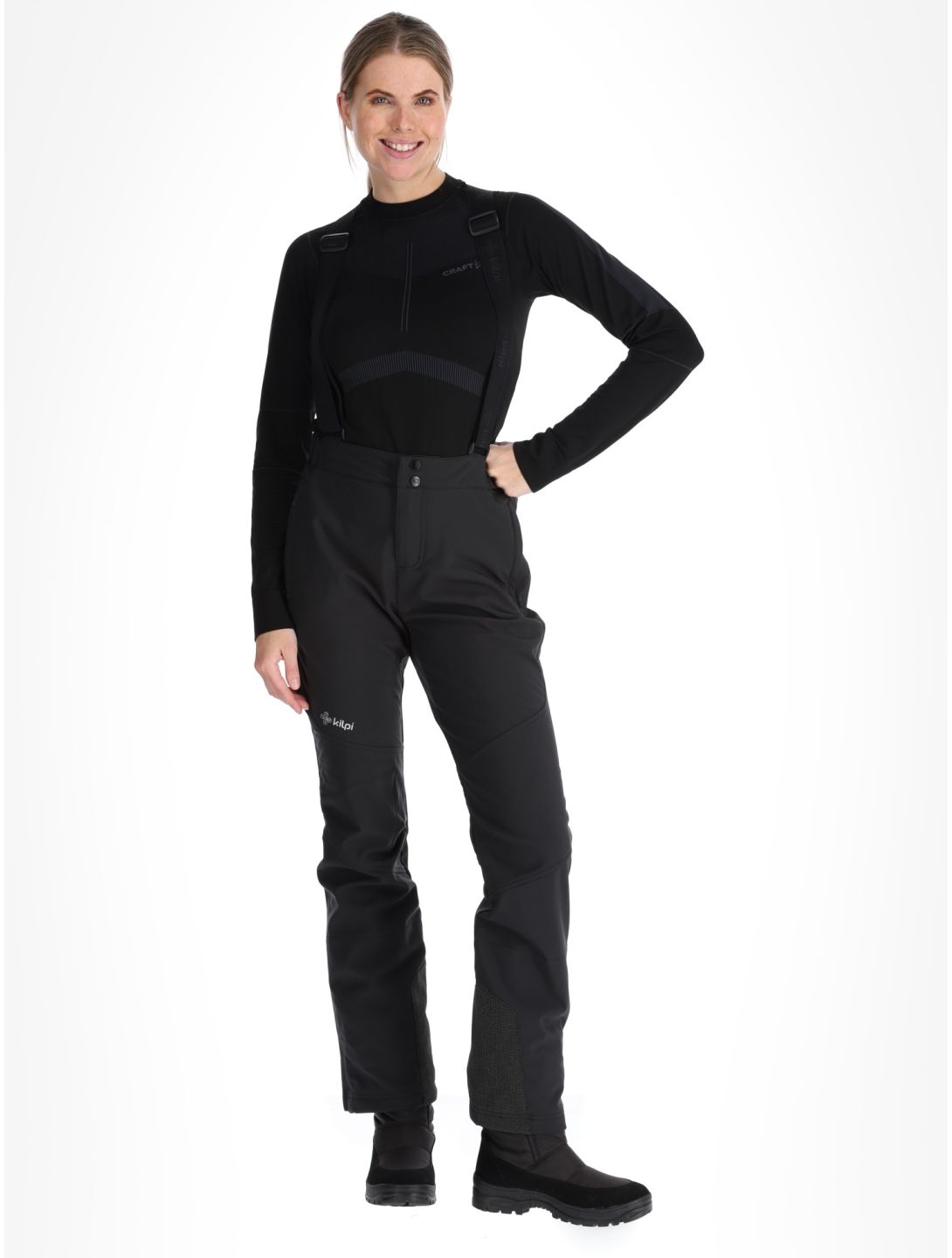 Kilpi, RHEA pantaloni da sci softshell donna Black nero 