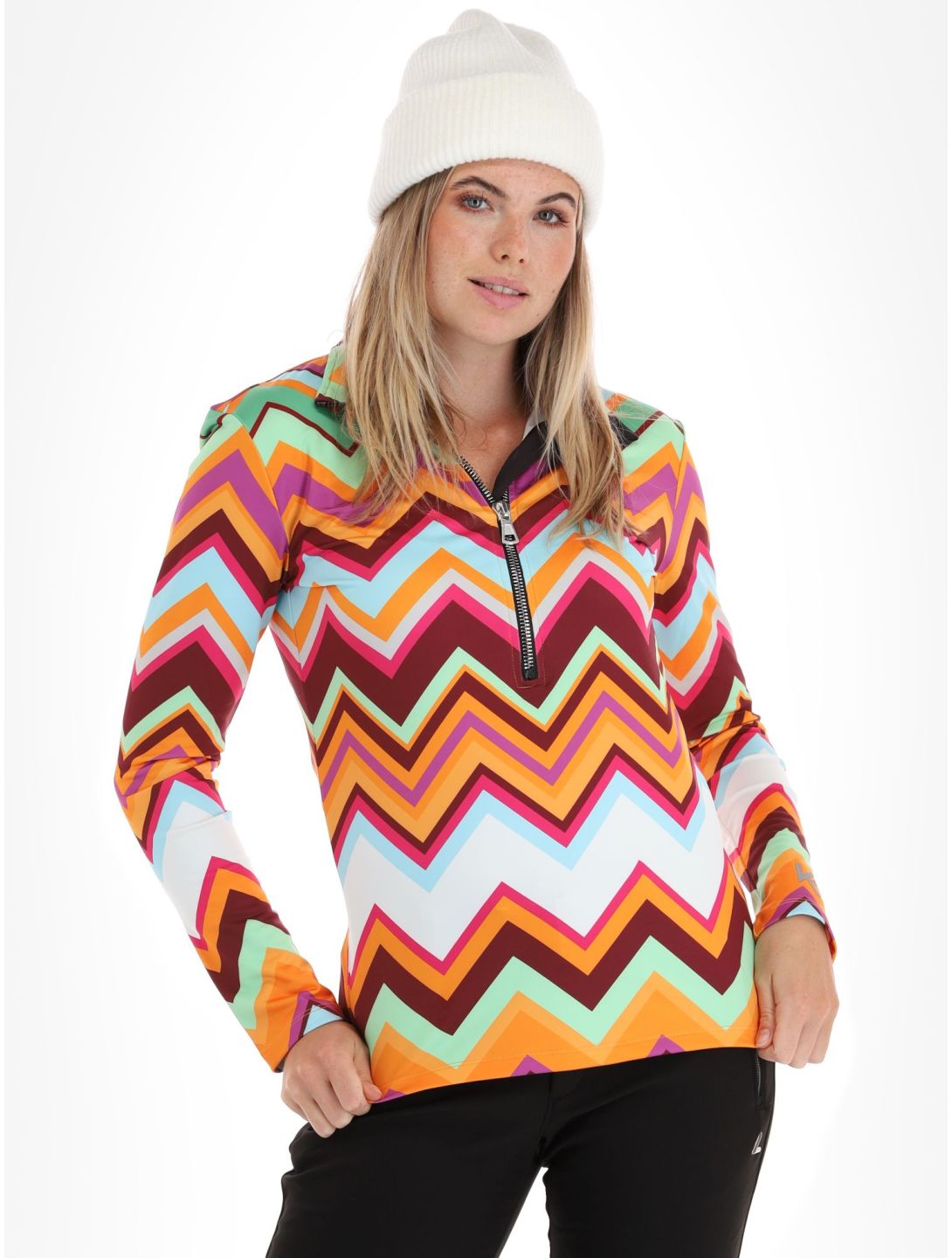 Kou Sportswear, Chevron maglione donna Colourful arancio, multicolorato, verde 