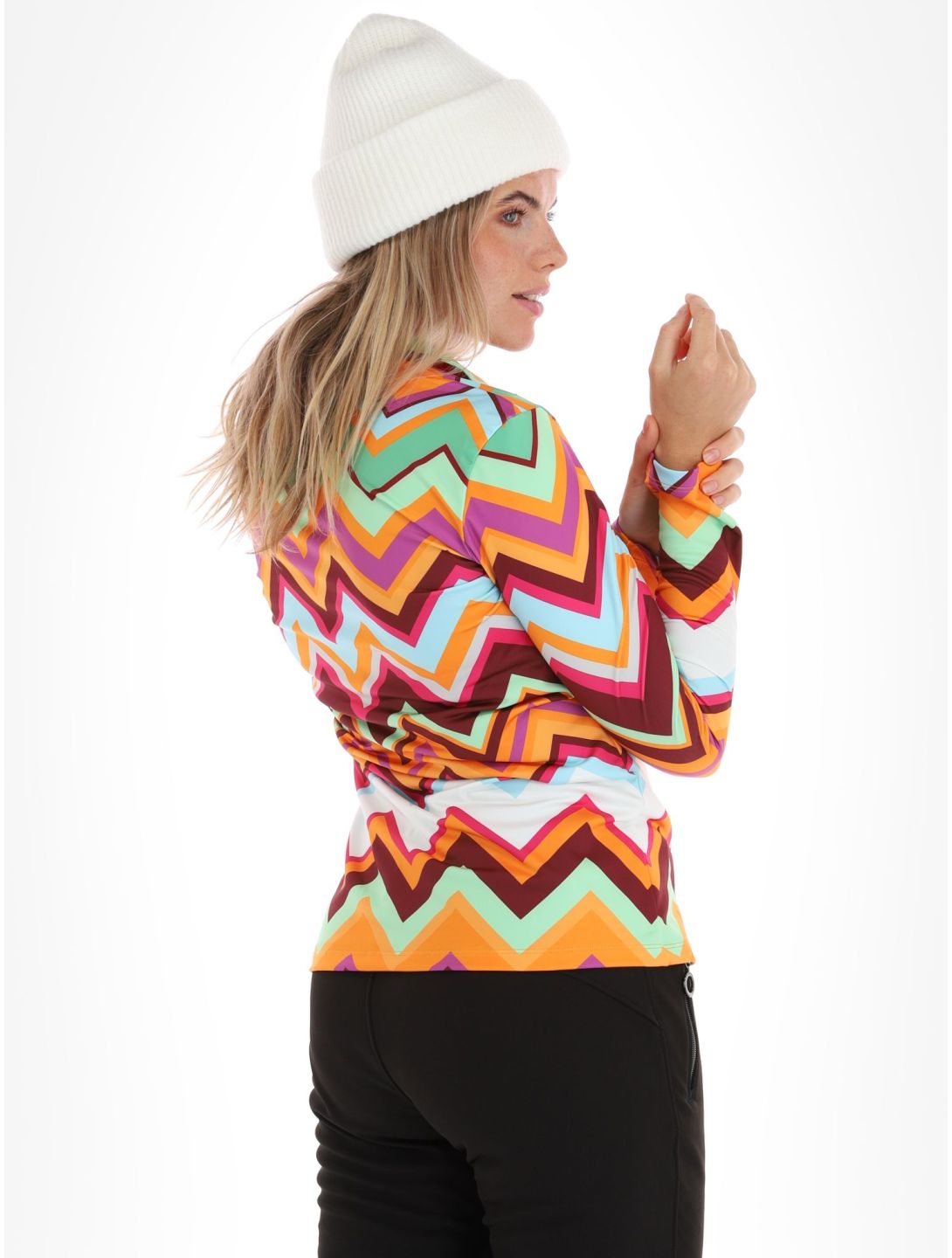 Kou Sportswear, Chevron maglione donna Colourful arancio, multicolorato, verde 