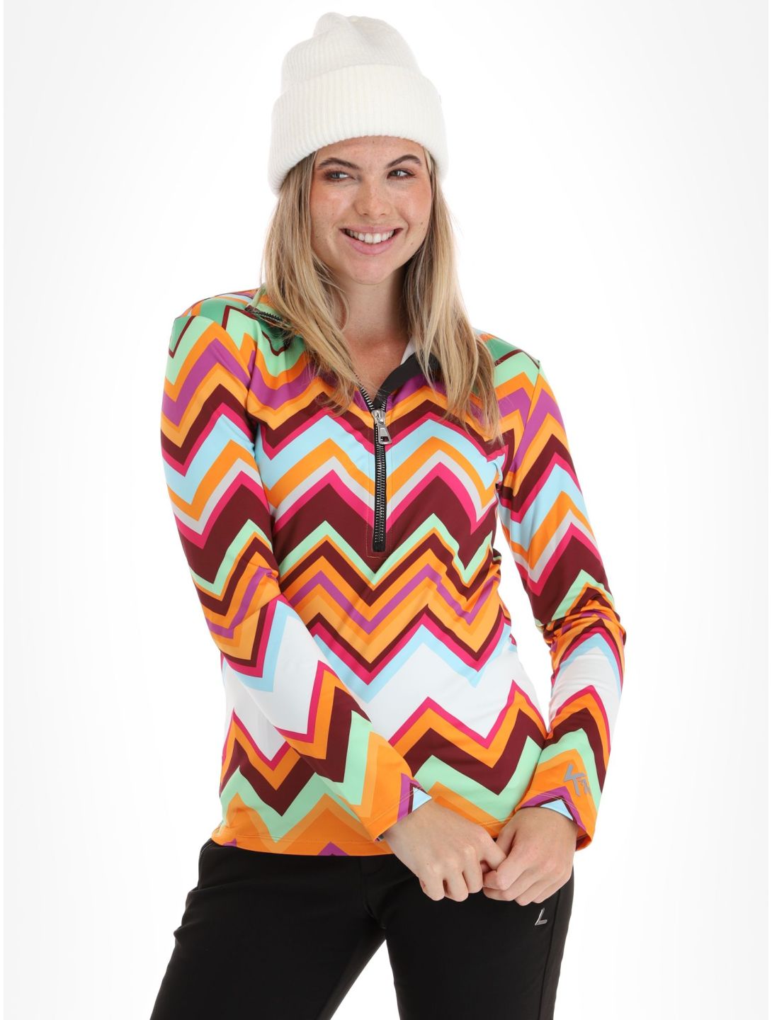 Kou Sportswear, Chevron maglione donna Colourful arancio, multicolorato, verde 